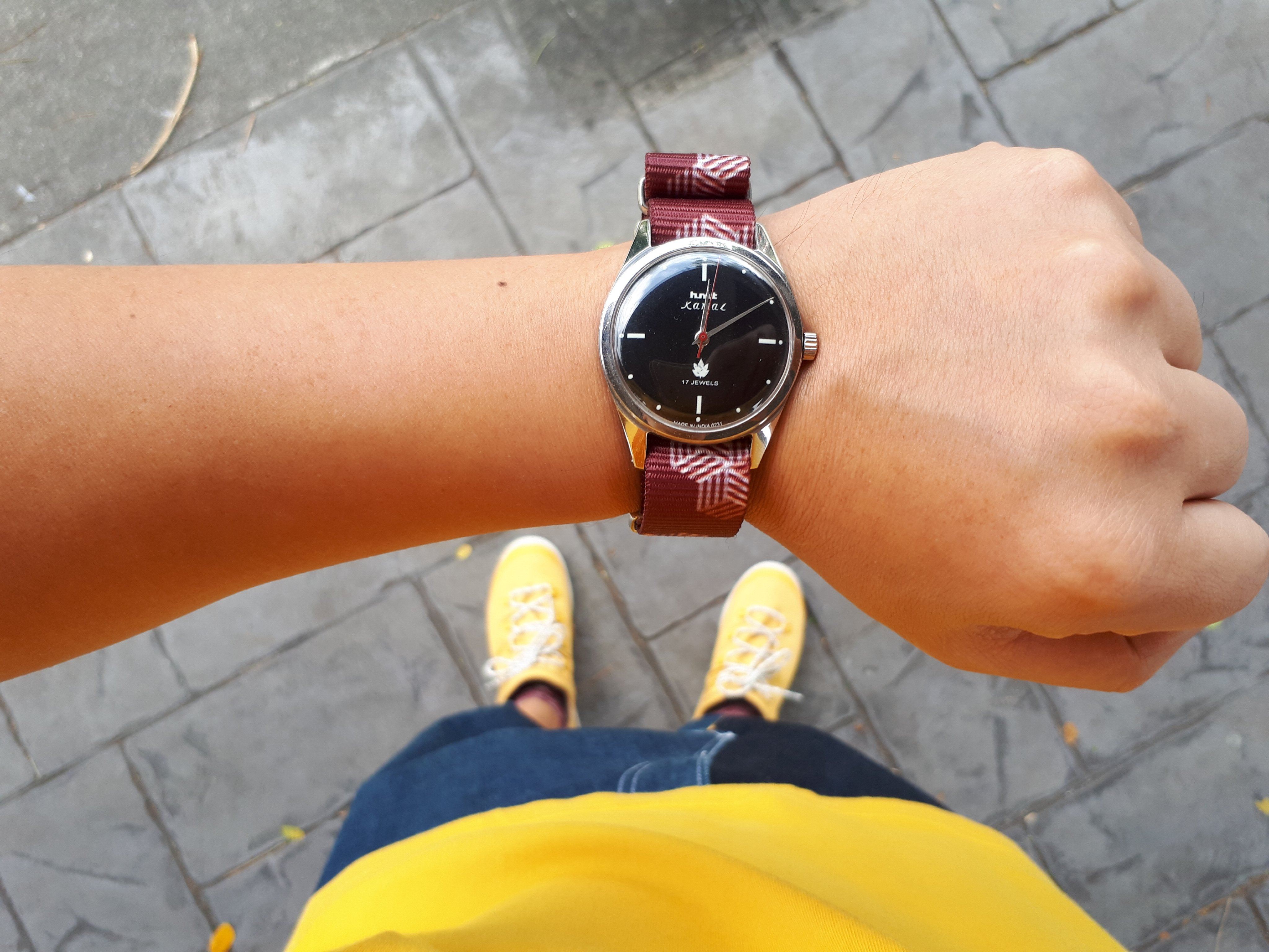 HMT watch on Escher Crate graphic strap