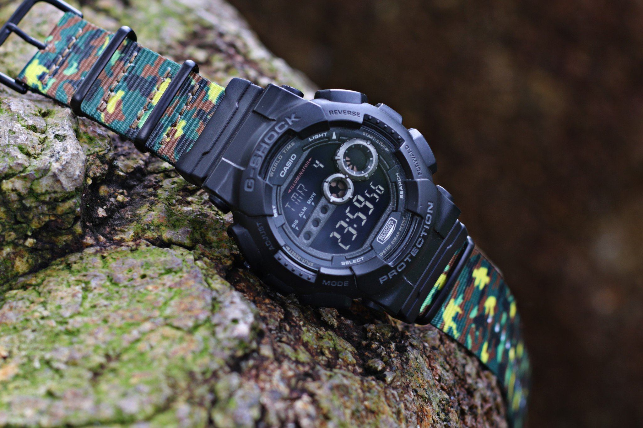Casio G-Shock on Camo Green strap