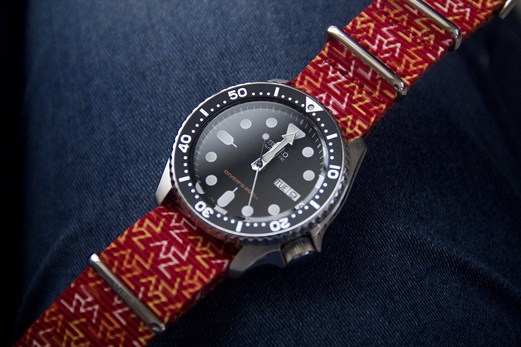 Seiko Skx007 with Vario Orange Tangy Graphic Strap