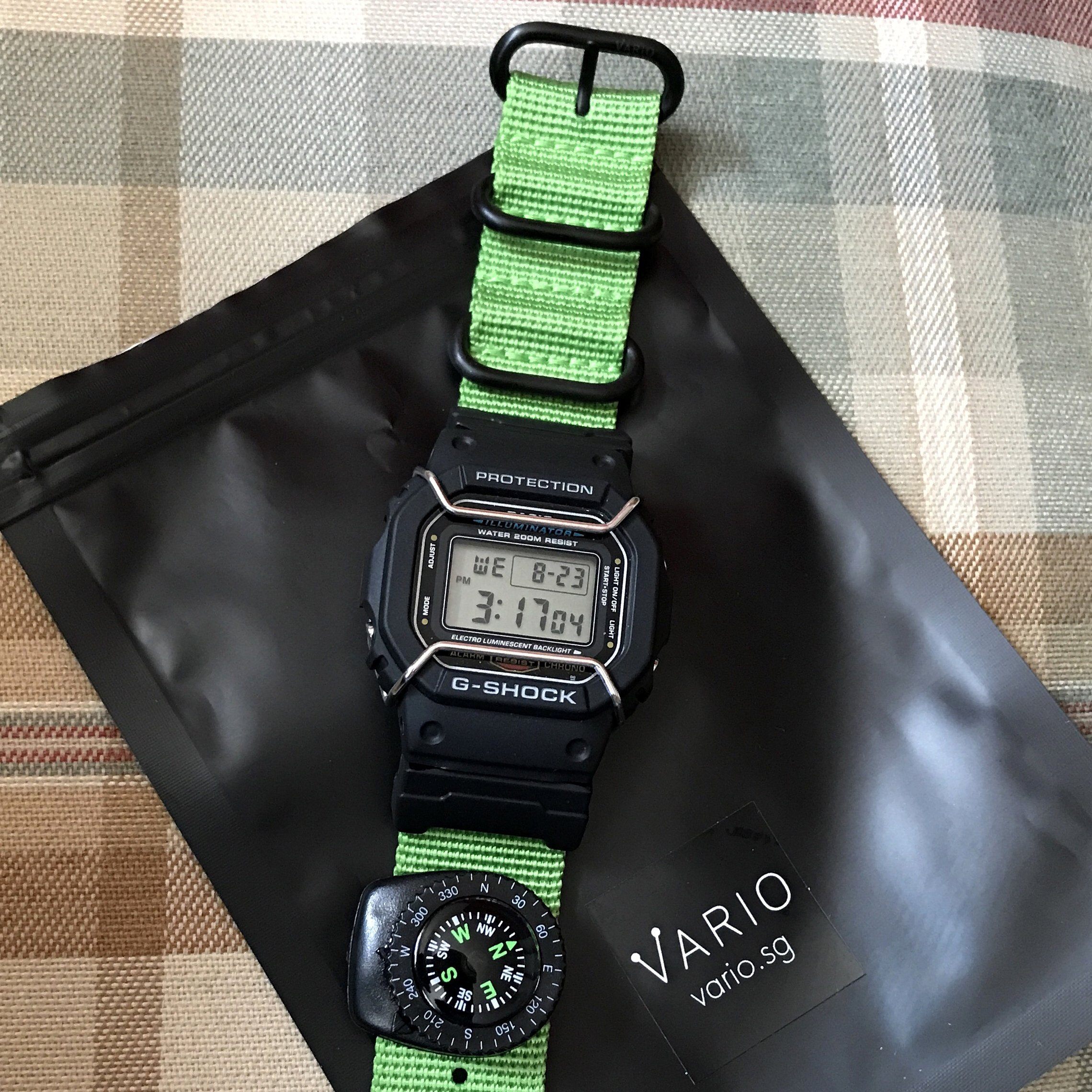 G-Shock DW5600 with Vario ballistic strap and compass by #varioeveryday member Albert