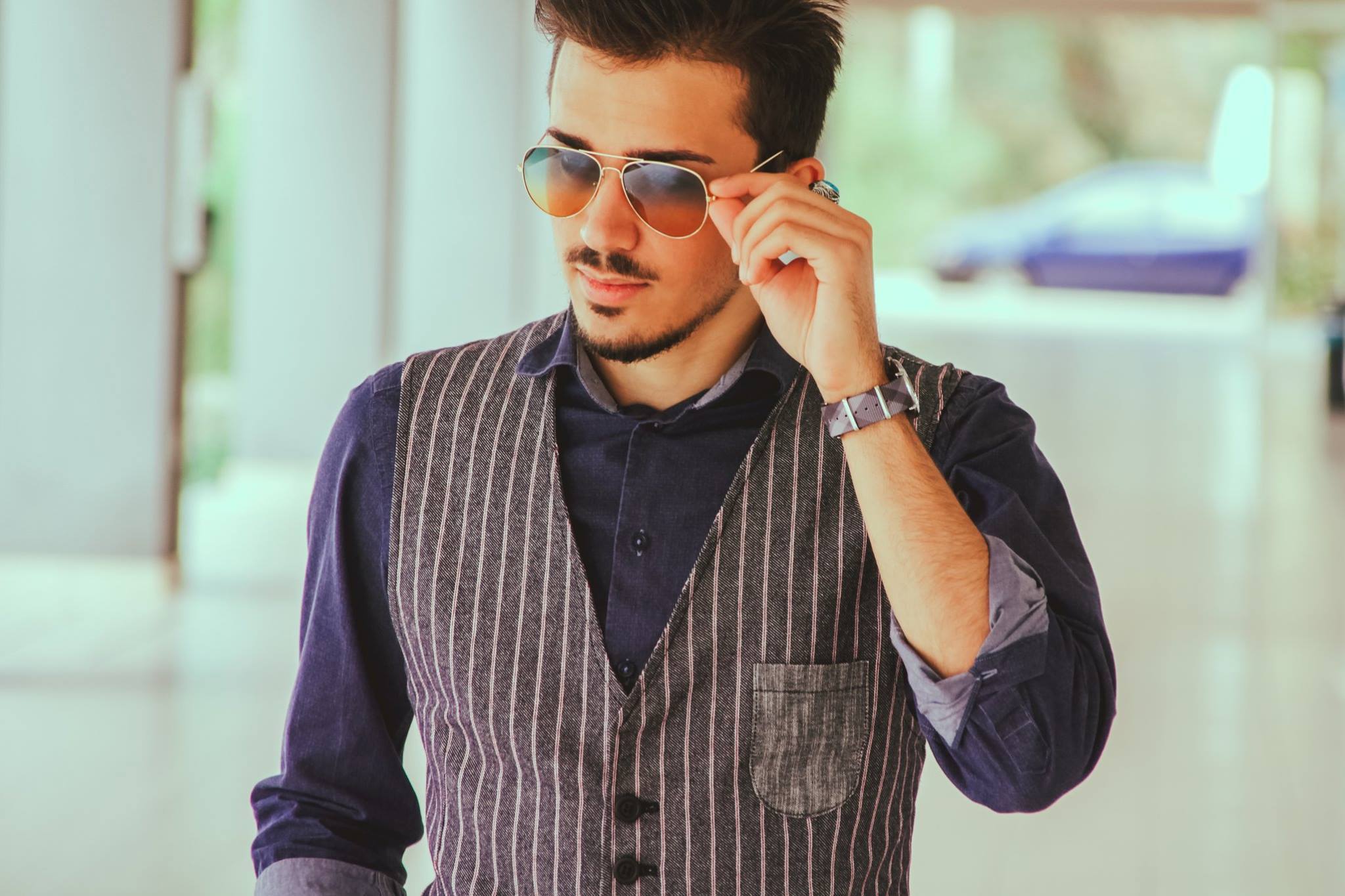 Vario Mono Plaid Graphic strap worn by Emanuele Maglie