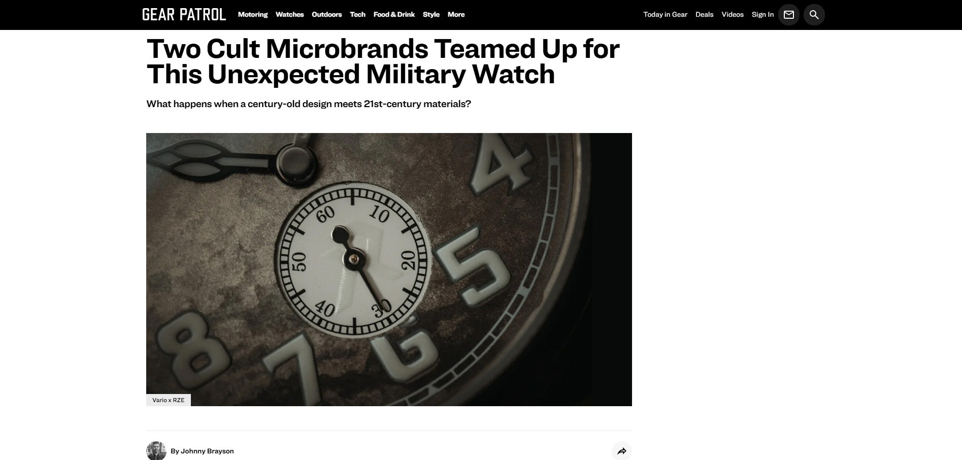 Vario x RZE UltraHex™ Titanium Trench featured on Gear Patrol