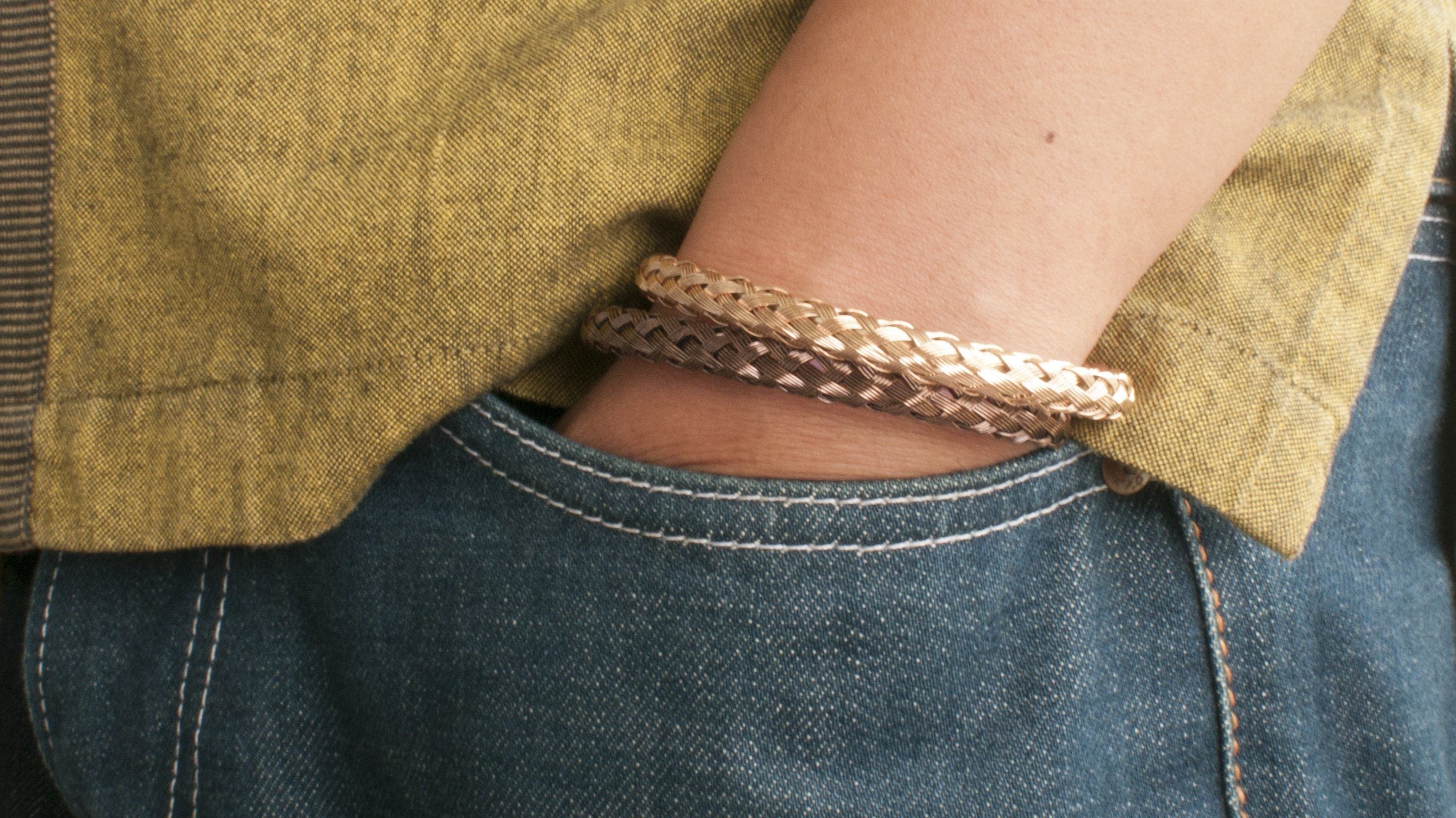 Bronze + Rose Gold Woven Mesh Bracelet