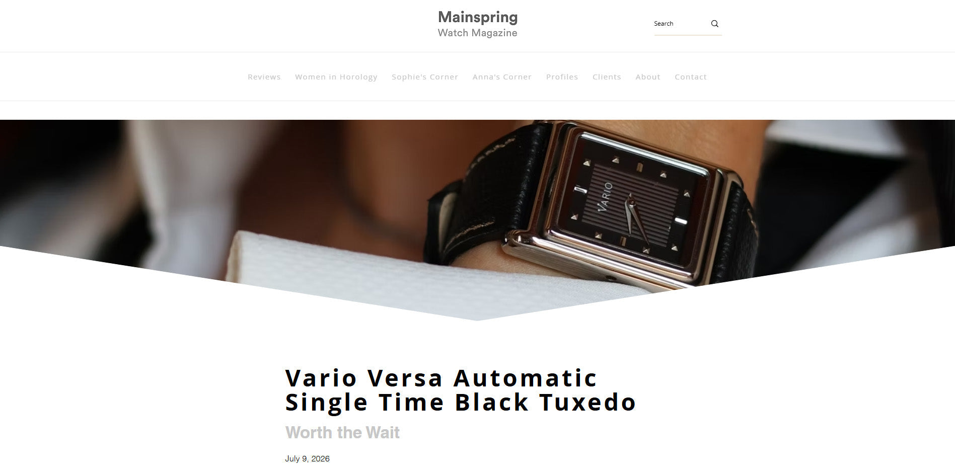 Vario Versa Automatic Single Time reviewed by Mainspring Watch Magazine