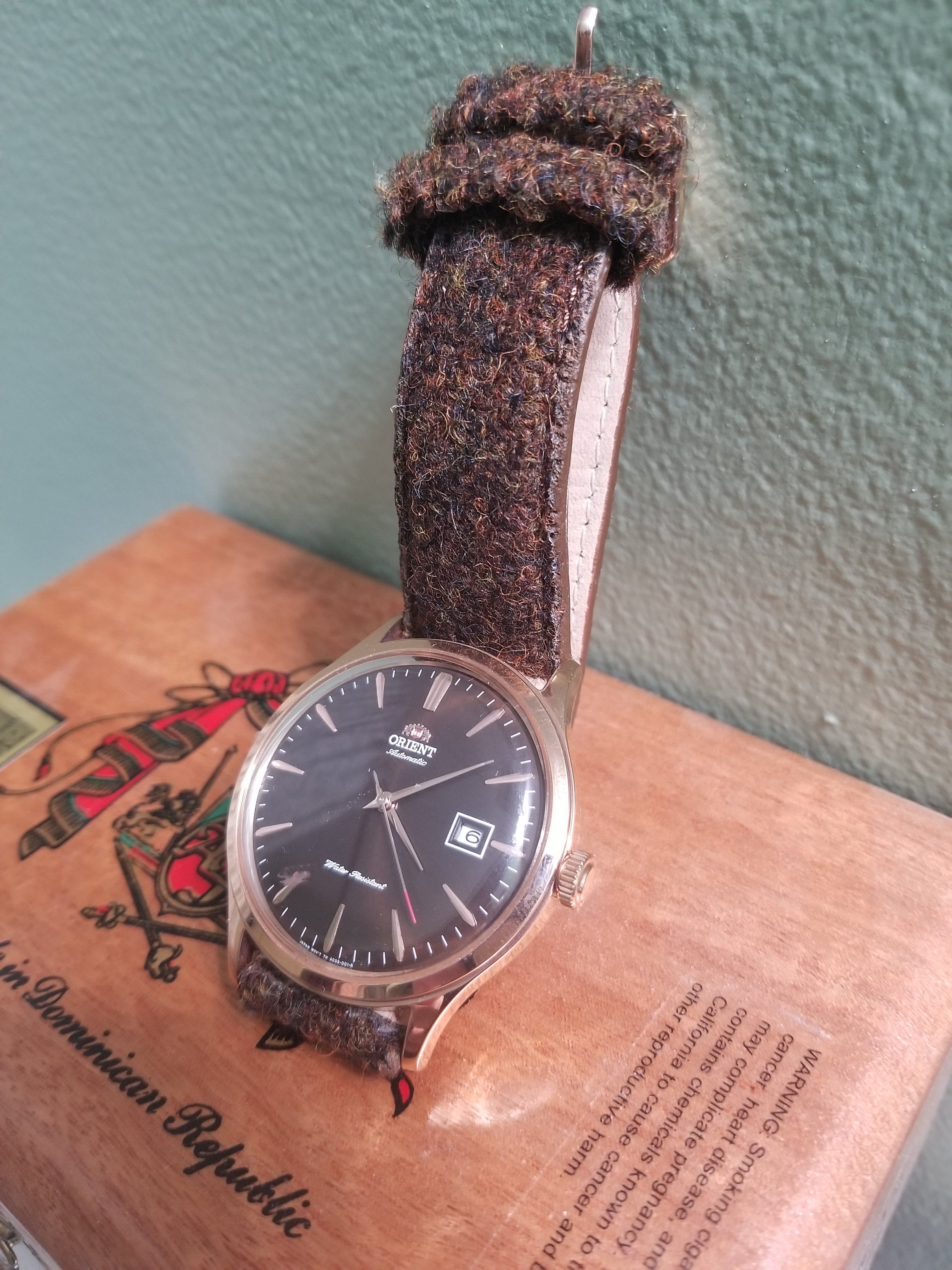 Orient Bambino on Vario Harris Tweed strap