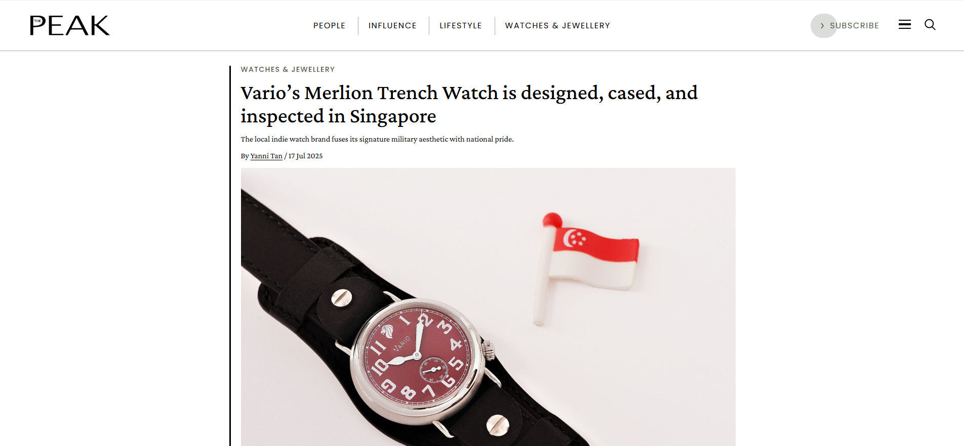 SG60 Merlion Trench featured on The Peak magazine