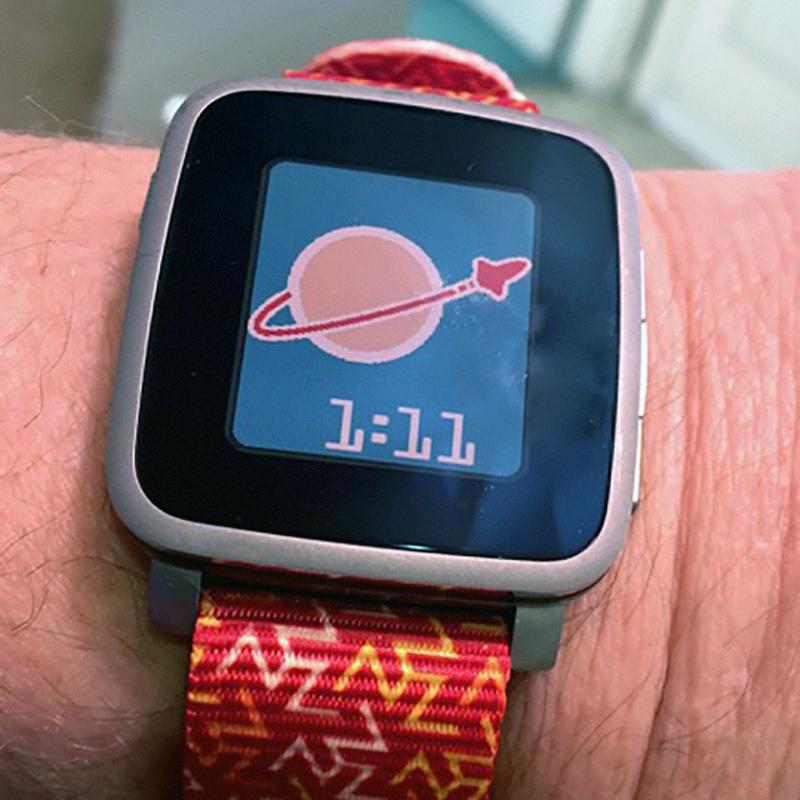 Pebble watch with Vario Orange Tangy Graphic Strap