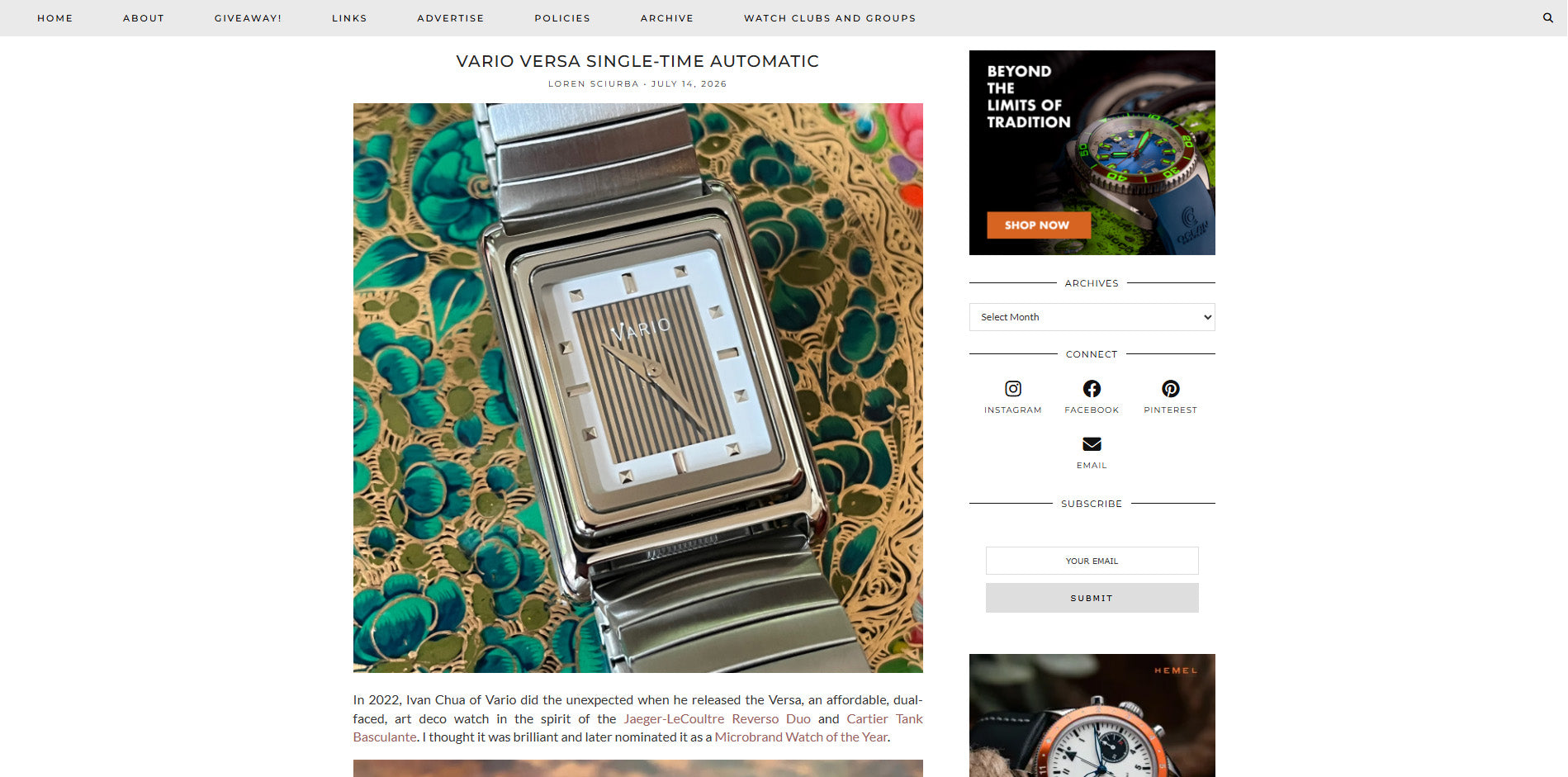 Vario Versa Single-Time Automatic reviewed by The Time Bum