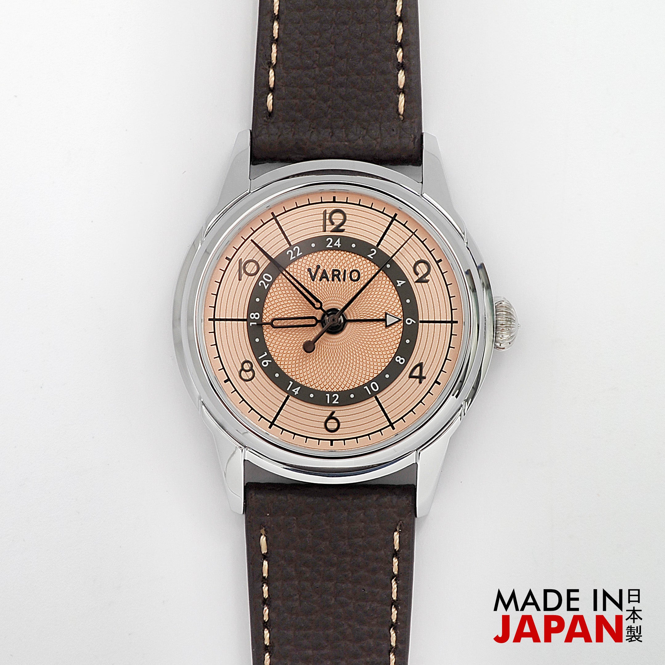 vario empire seasons true traveller gmt miyota 9075 art deco dress watch