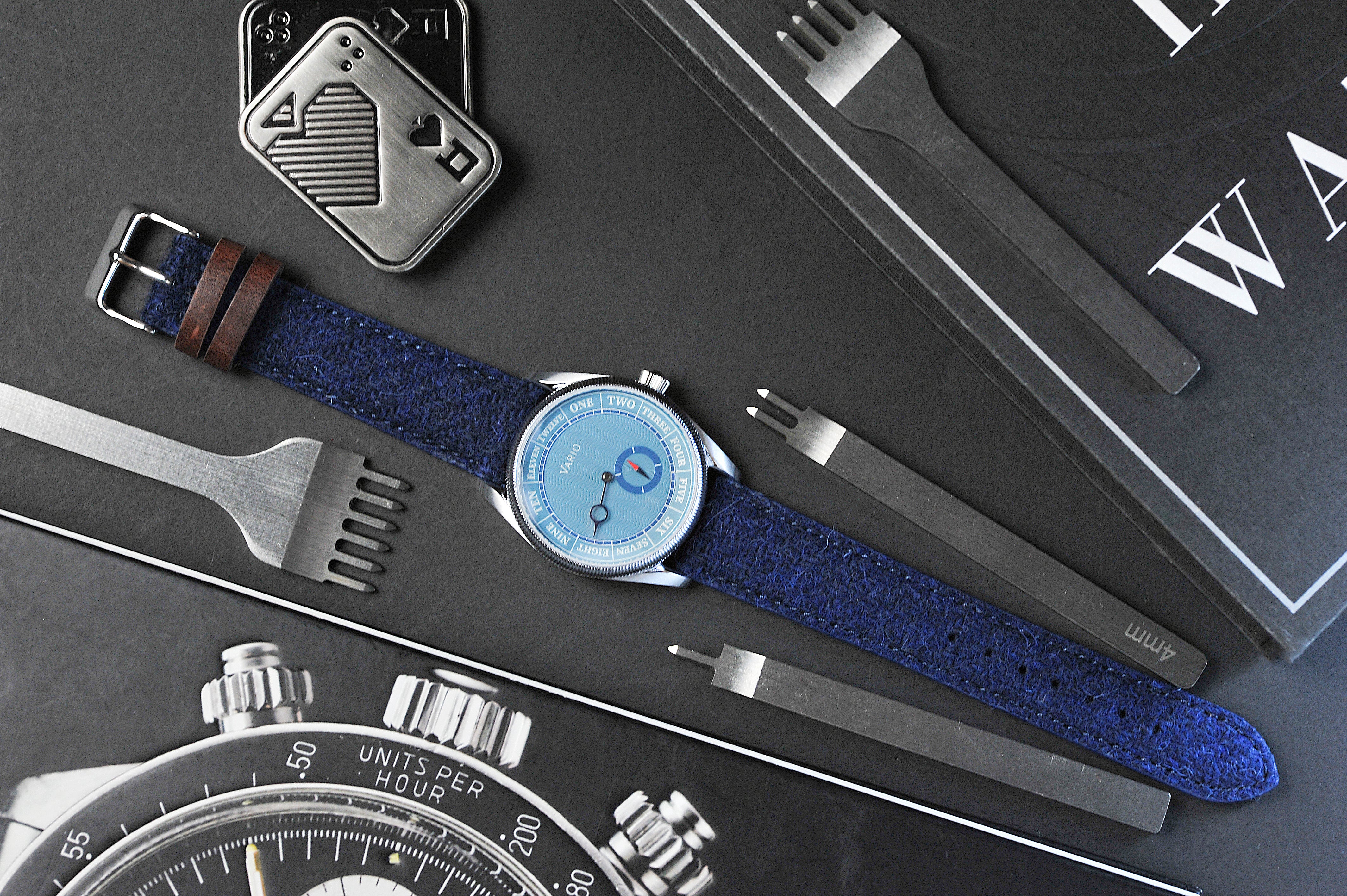 vario harris tweed with leather keepers watch strap