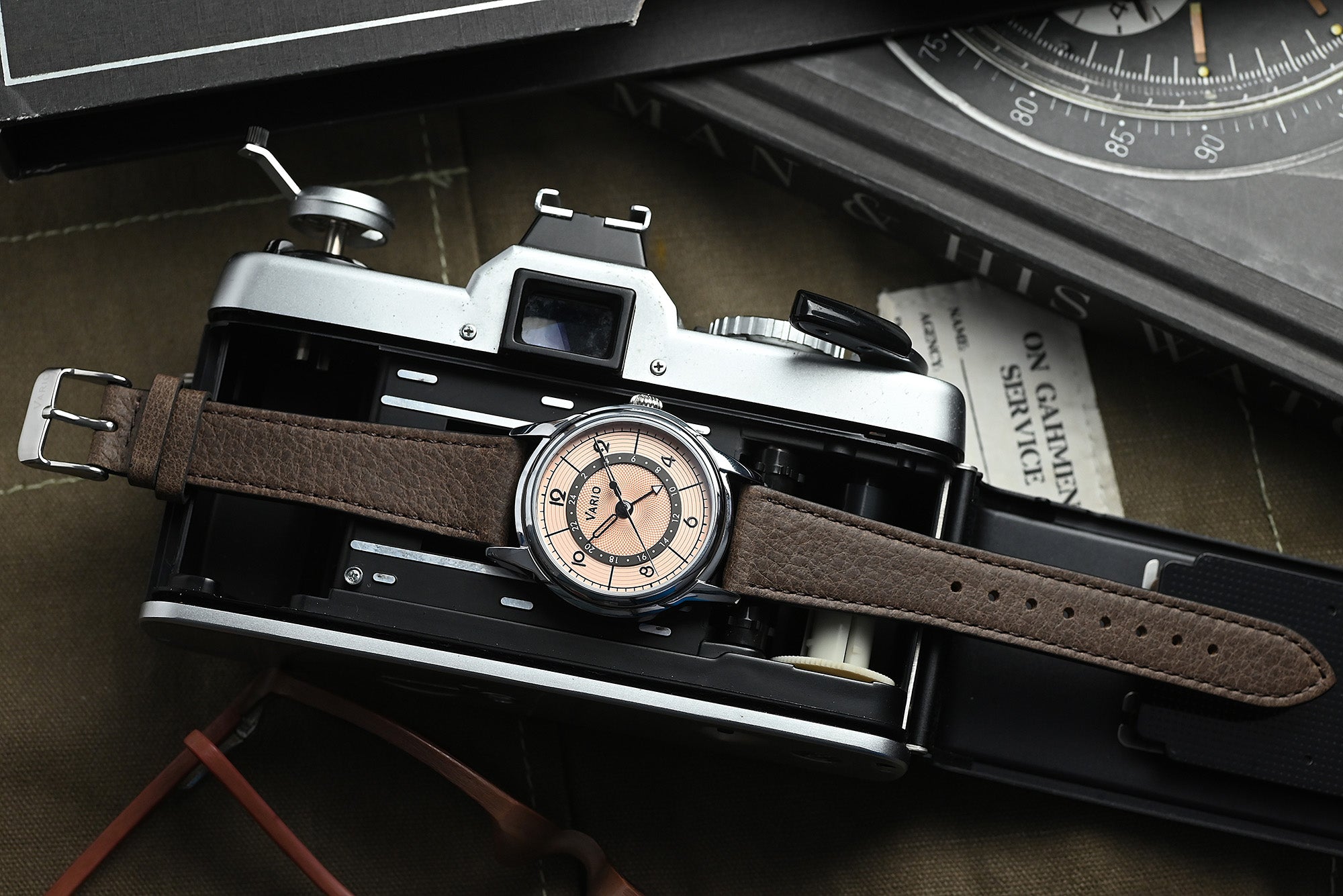 vario empire watch with german leather watch strap