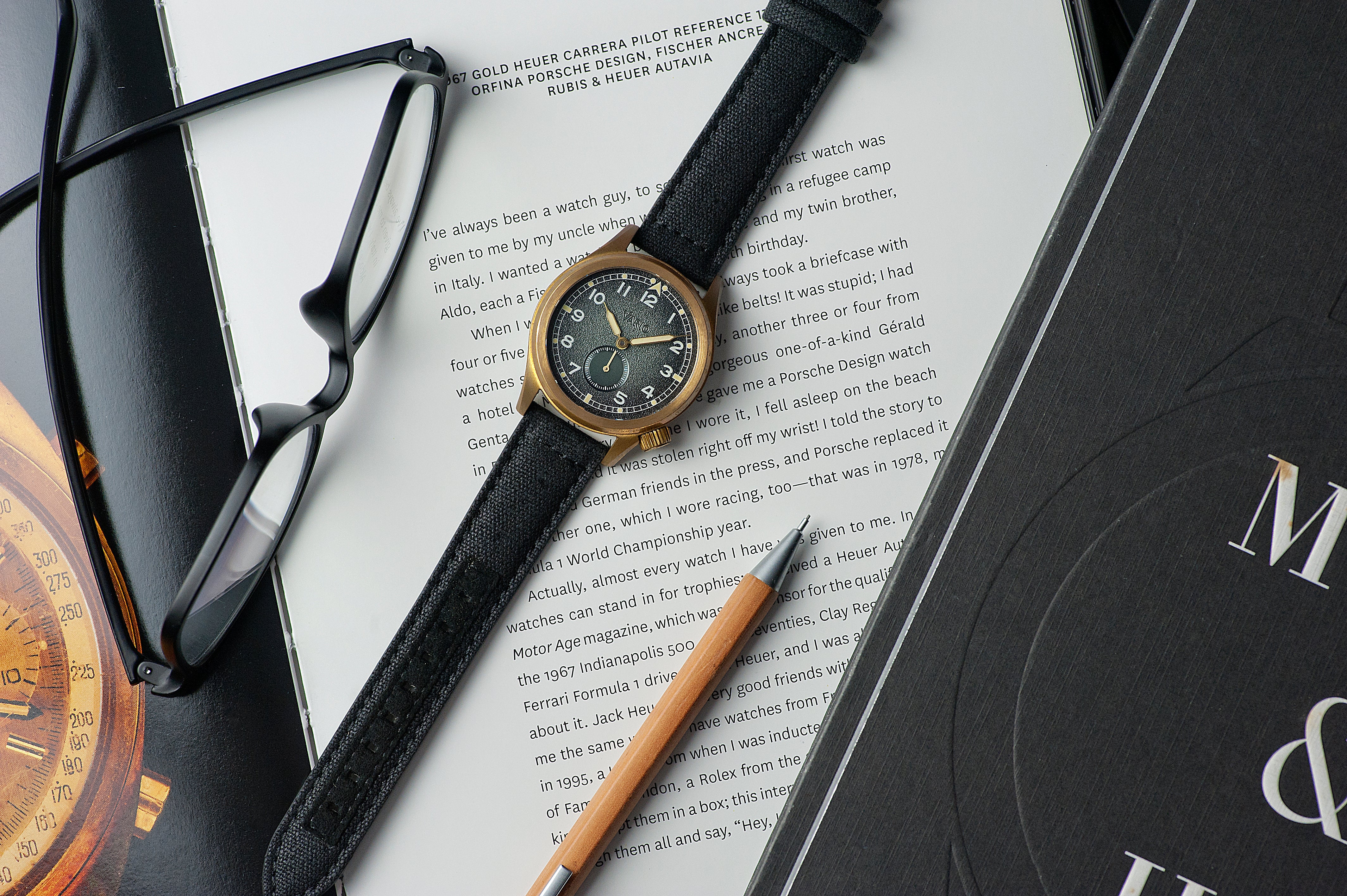 Vario 1945 dirty dozen british military field bronze watch fume grey