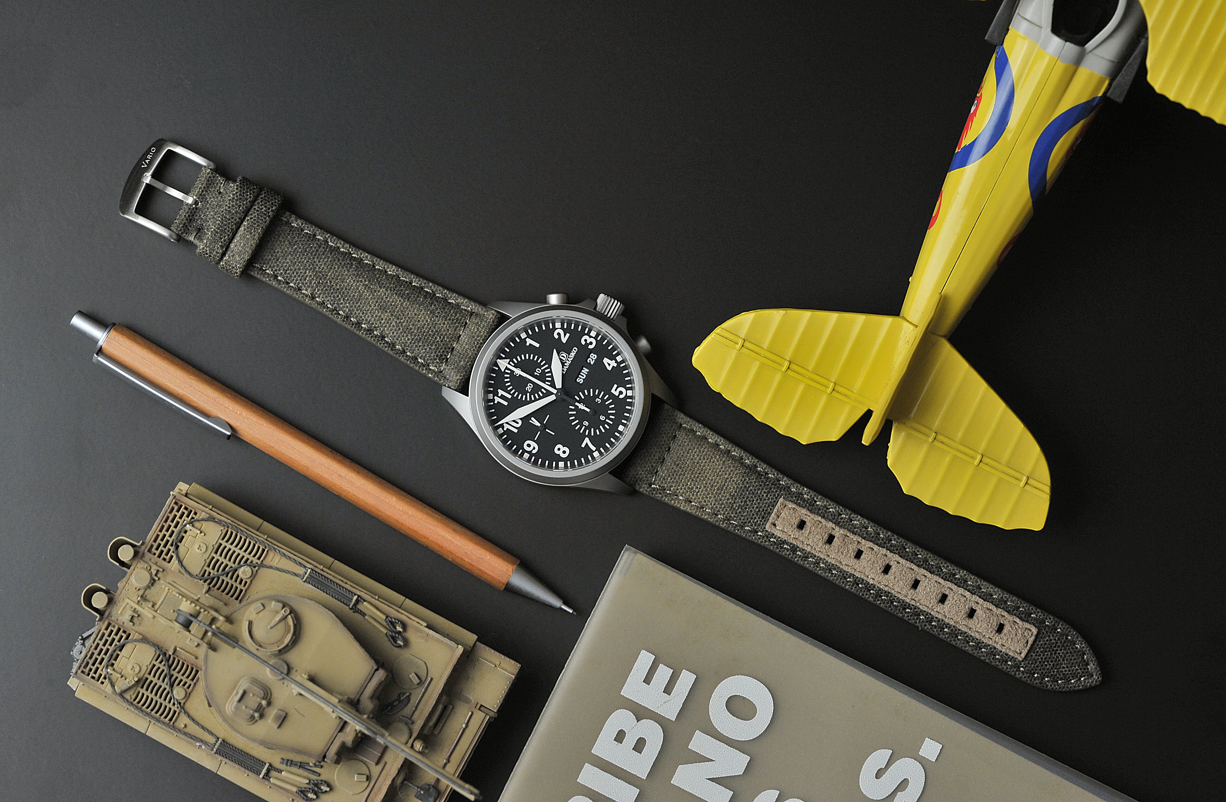 Recycled Waxed Canvas Army Green Watch Strap