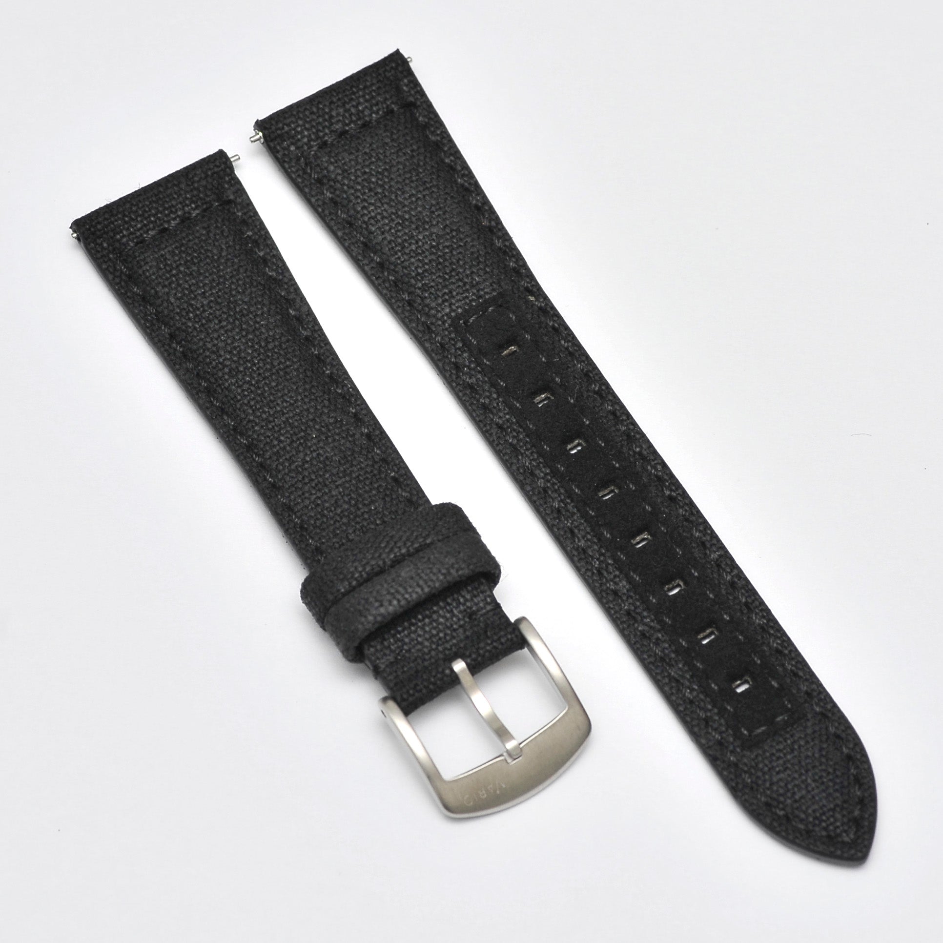 Recycled Waxed Canvas Coal Black Watch Strap