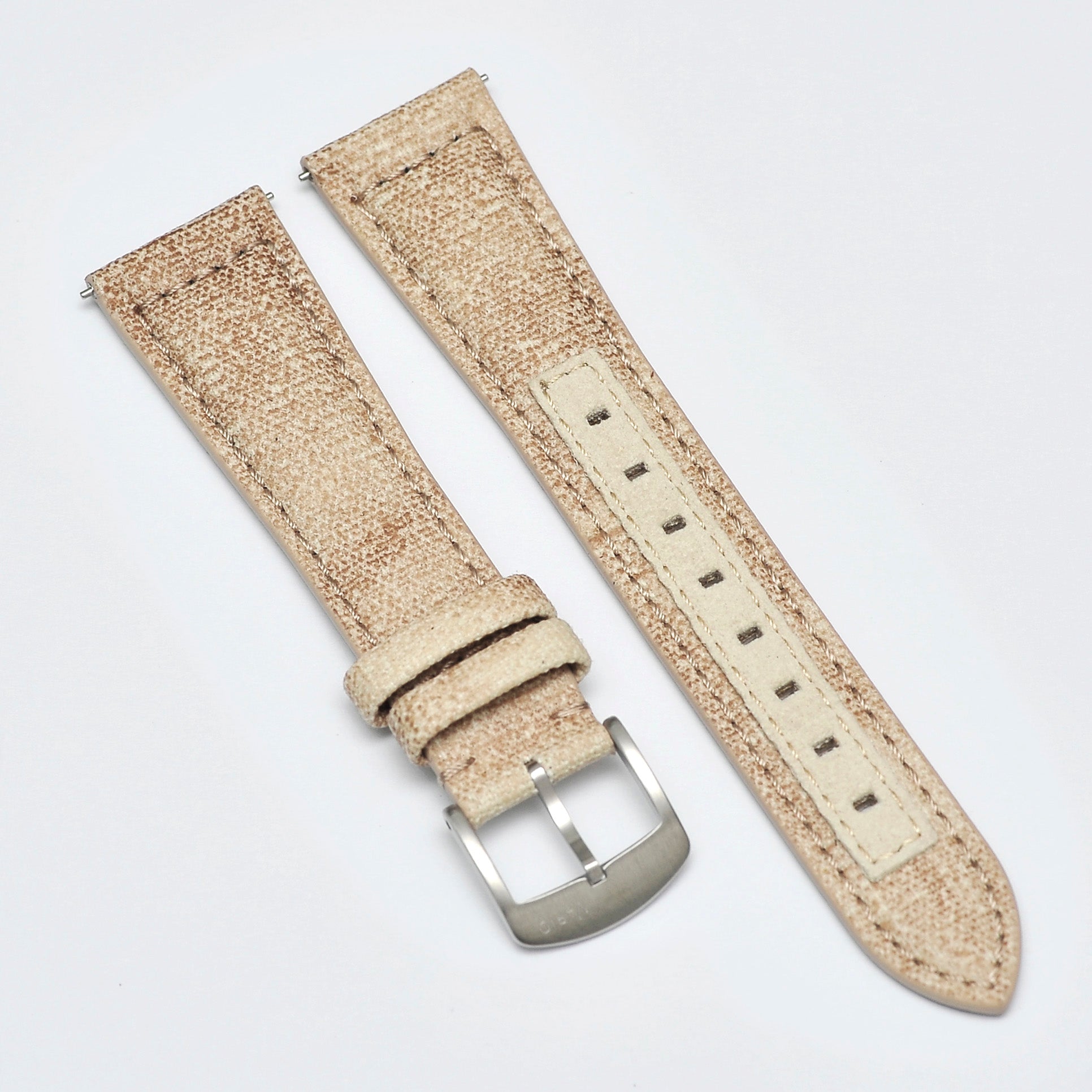 Recycled Waxed Canvas Linen Biege Watch Strap