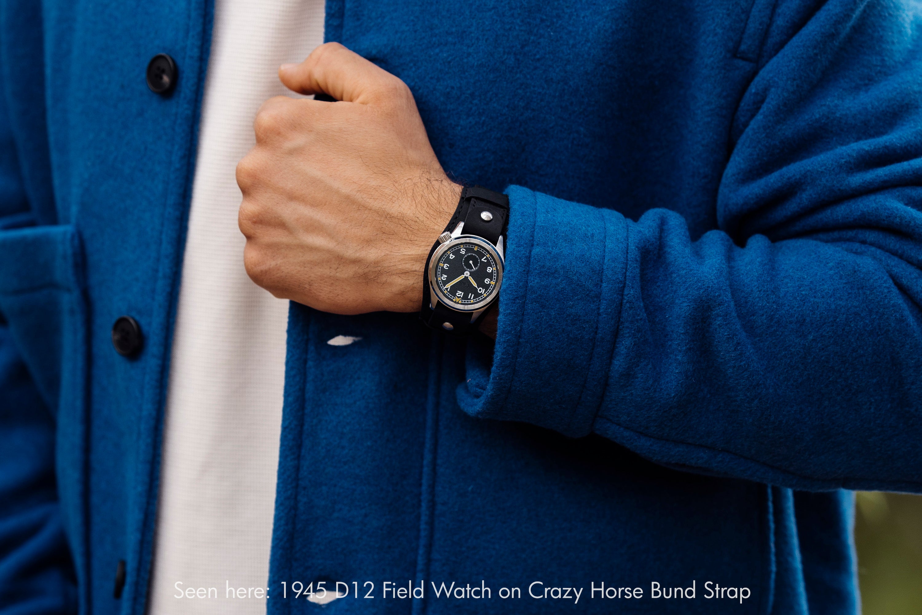 Vario 1945 D12 field watch on crazy horse bund strap