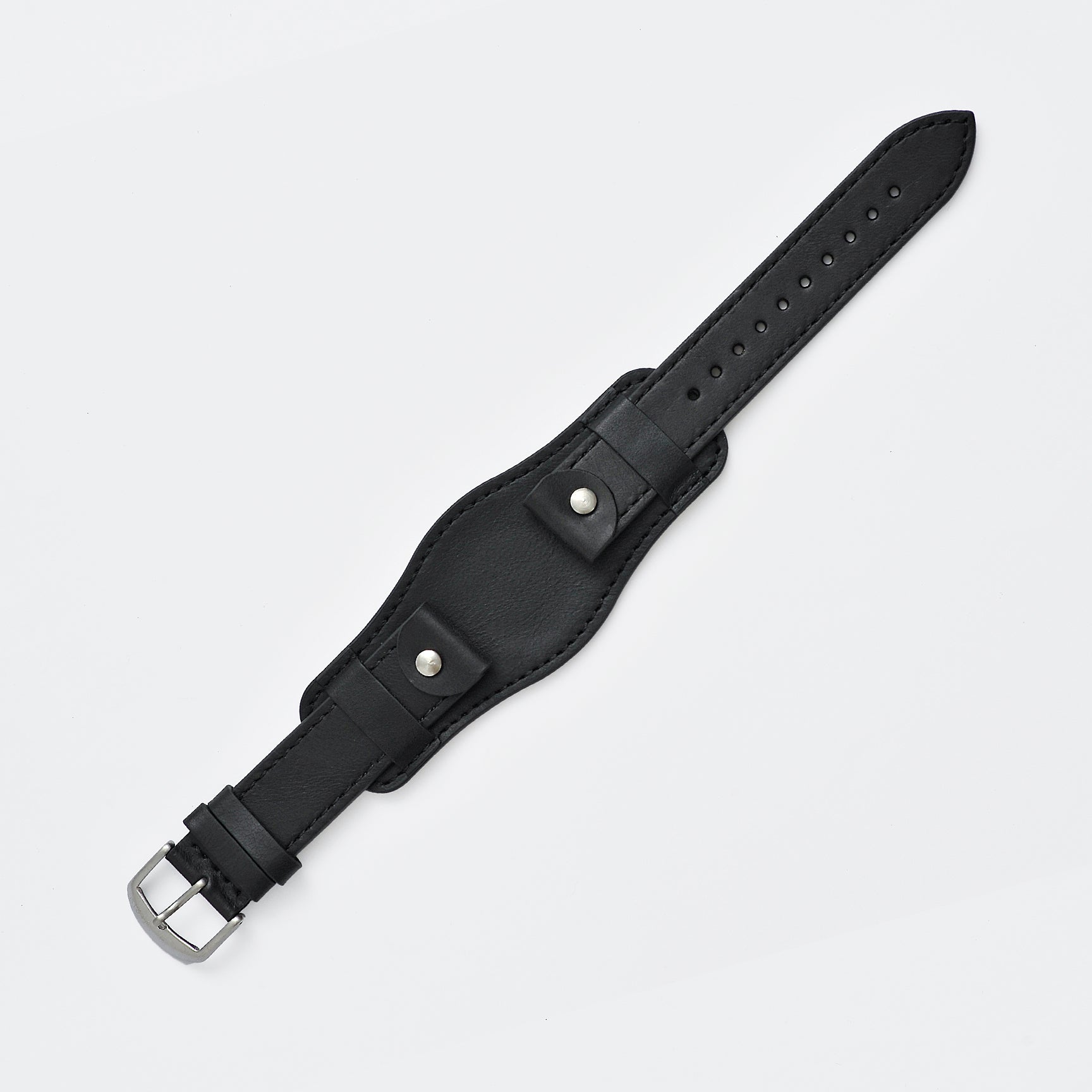 Oiled Leather Onyx Black Bund Watch Strap