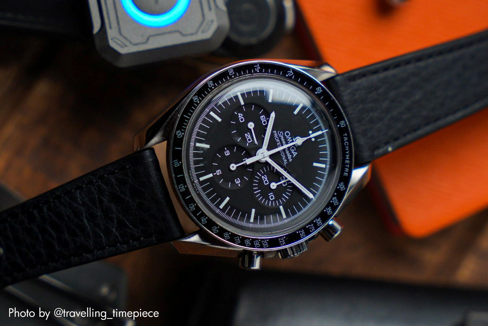 Omega speedmaster on vario german leather watch strap