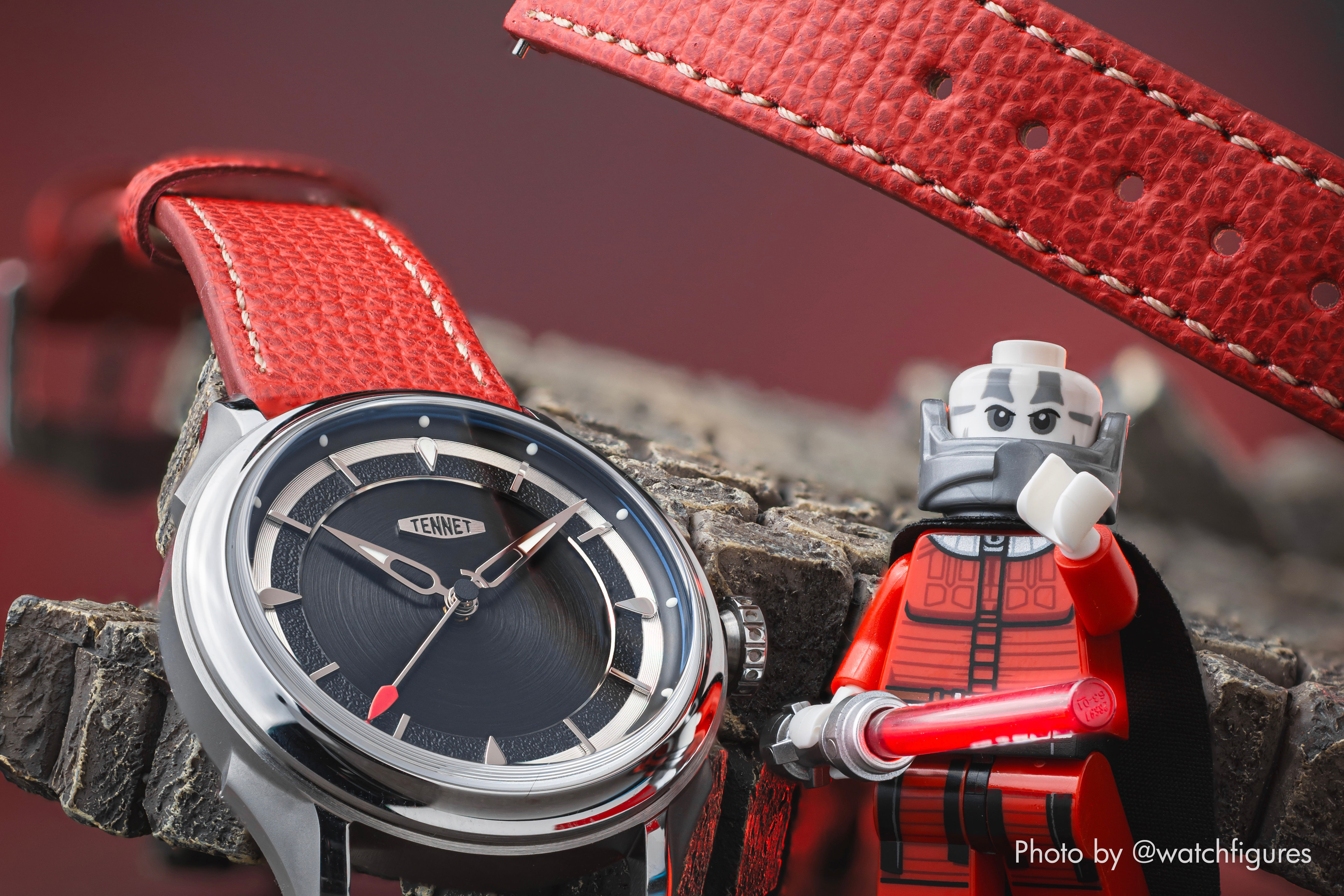 Vintage Epsom Italian Leather Scarlet Red Watch Strap with Quick Release