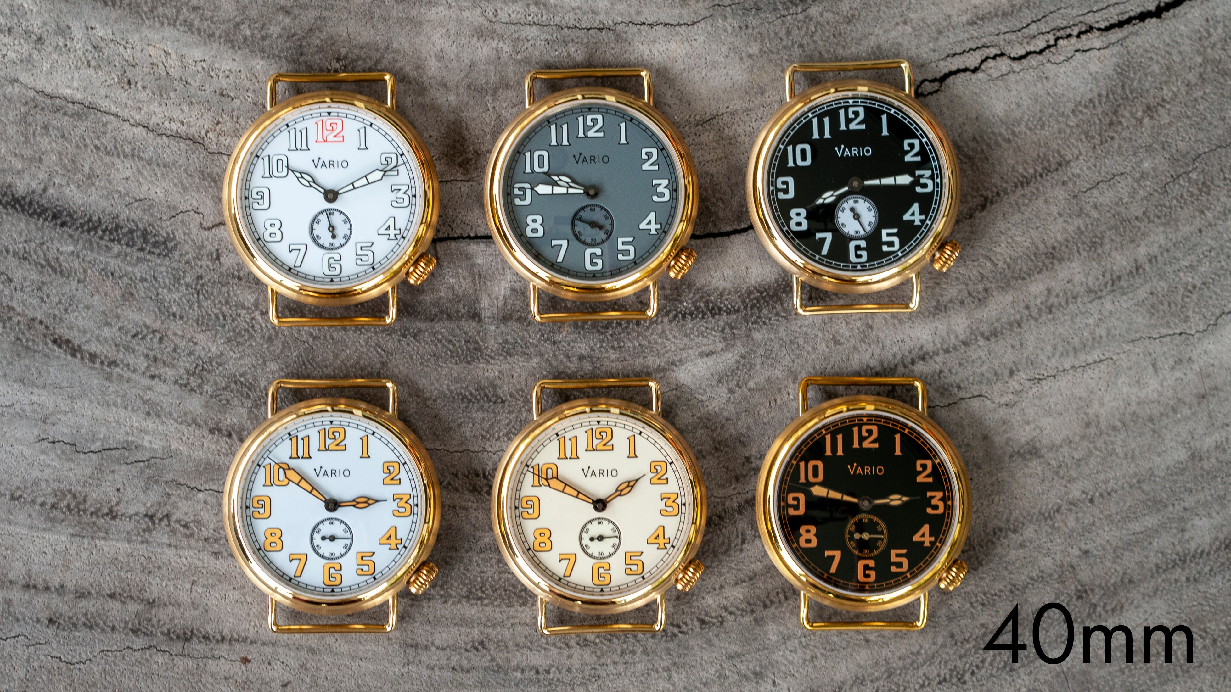 vario 1918 40mm brass trench field watch