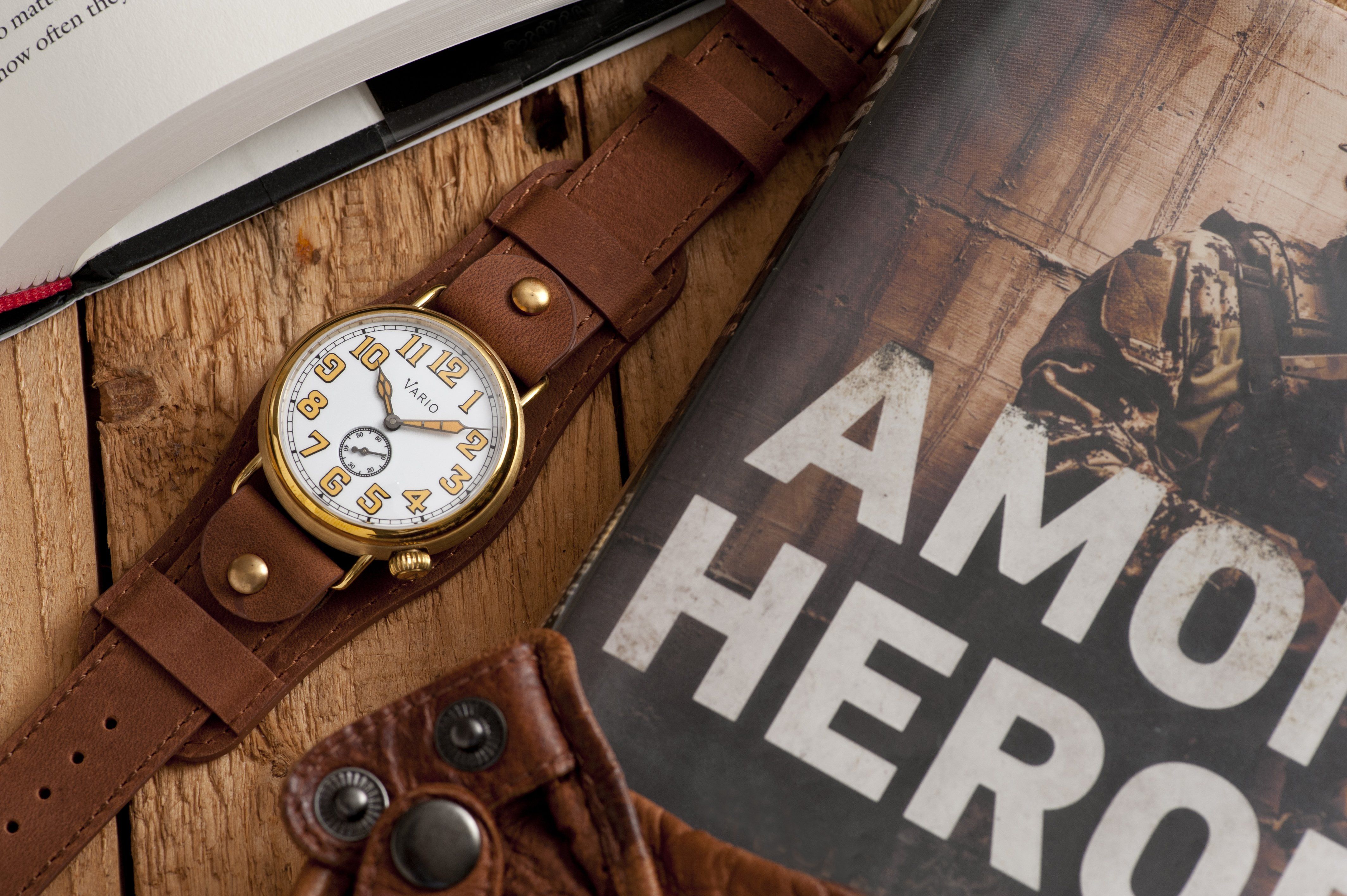 vario 1918 ww1 trench brass watch