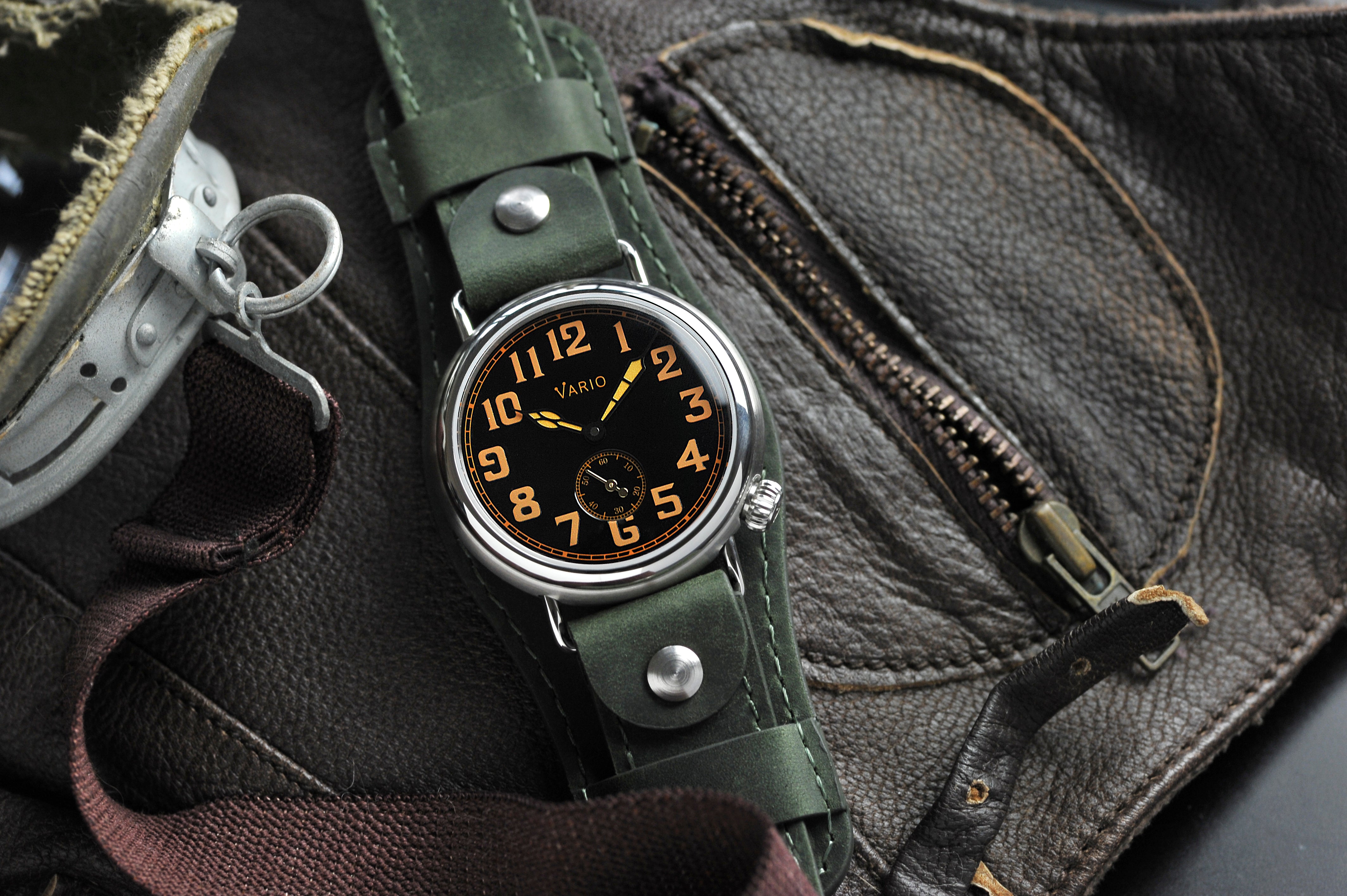 vario 1918 ww1 trench watch black orange