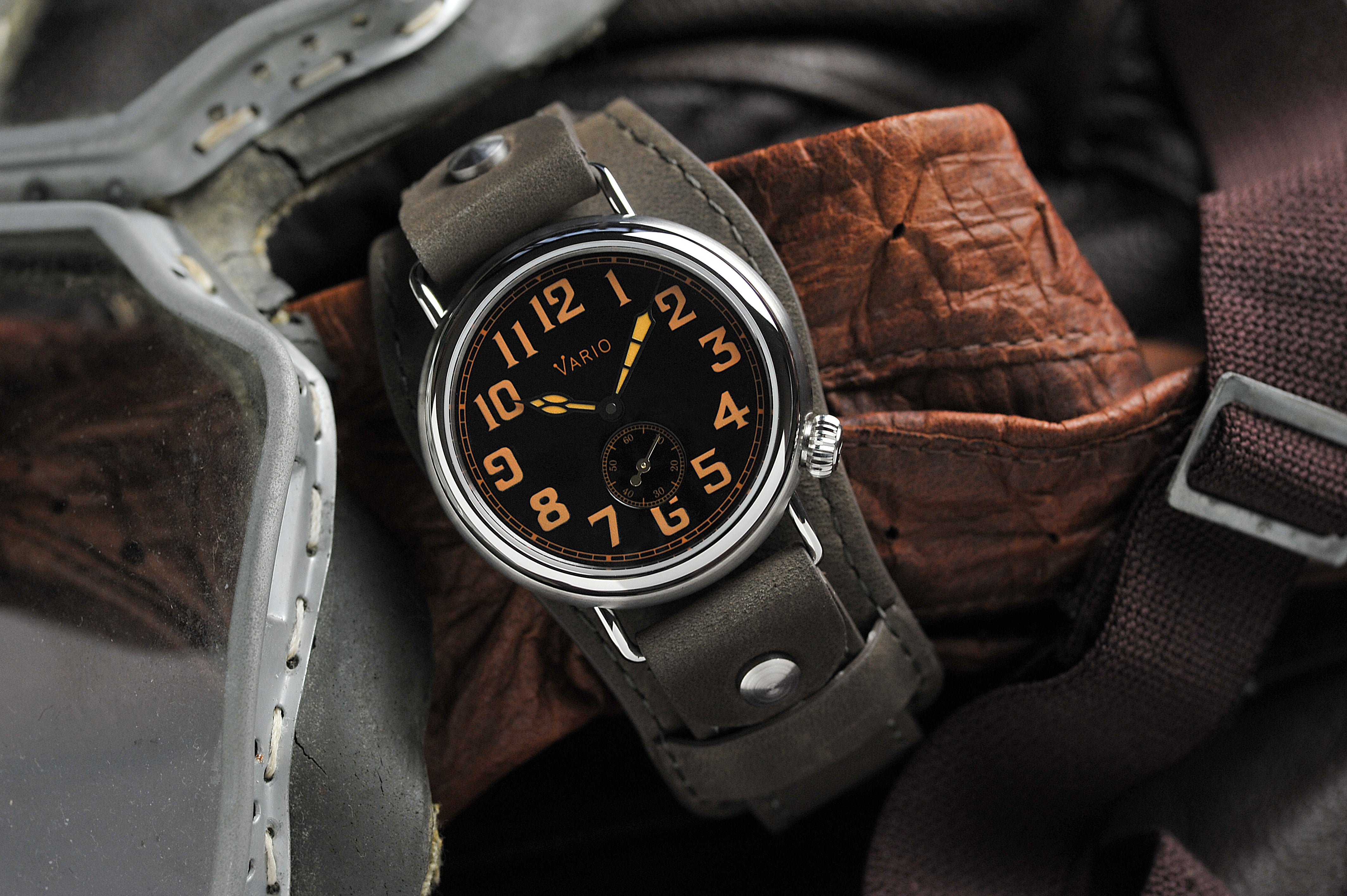 vario 1918 ww1 trench watch black orange
