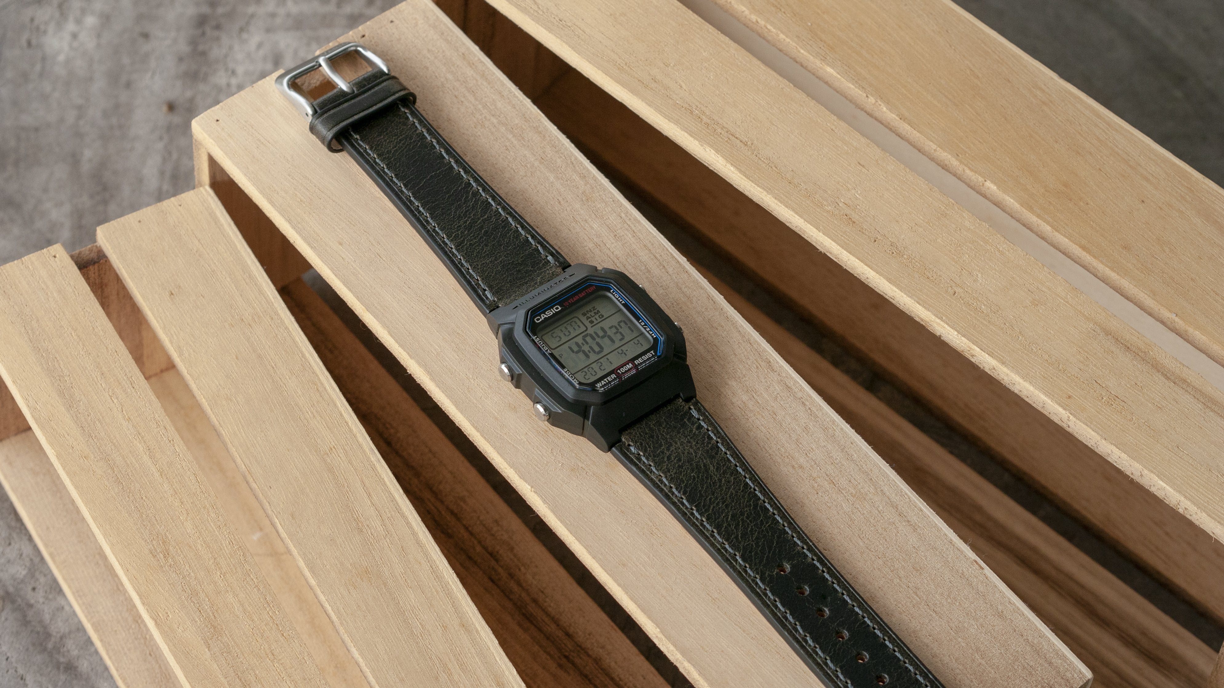 Casio W-800H leather watch strap