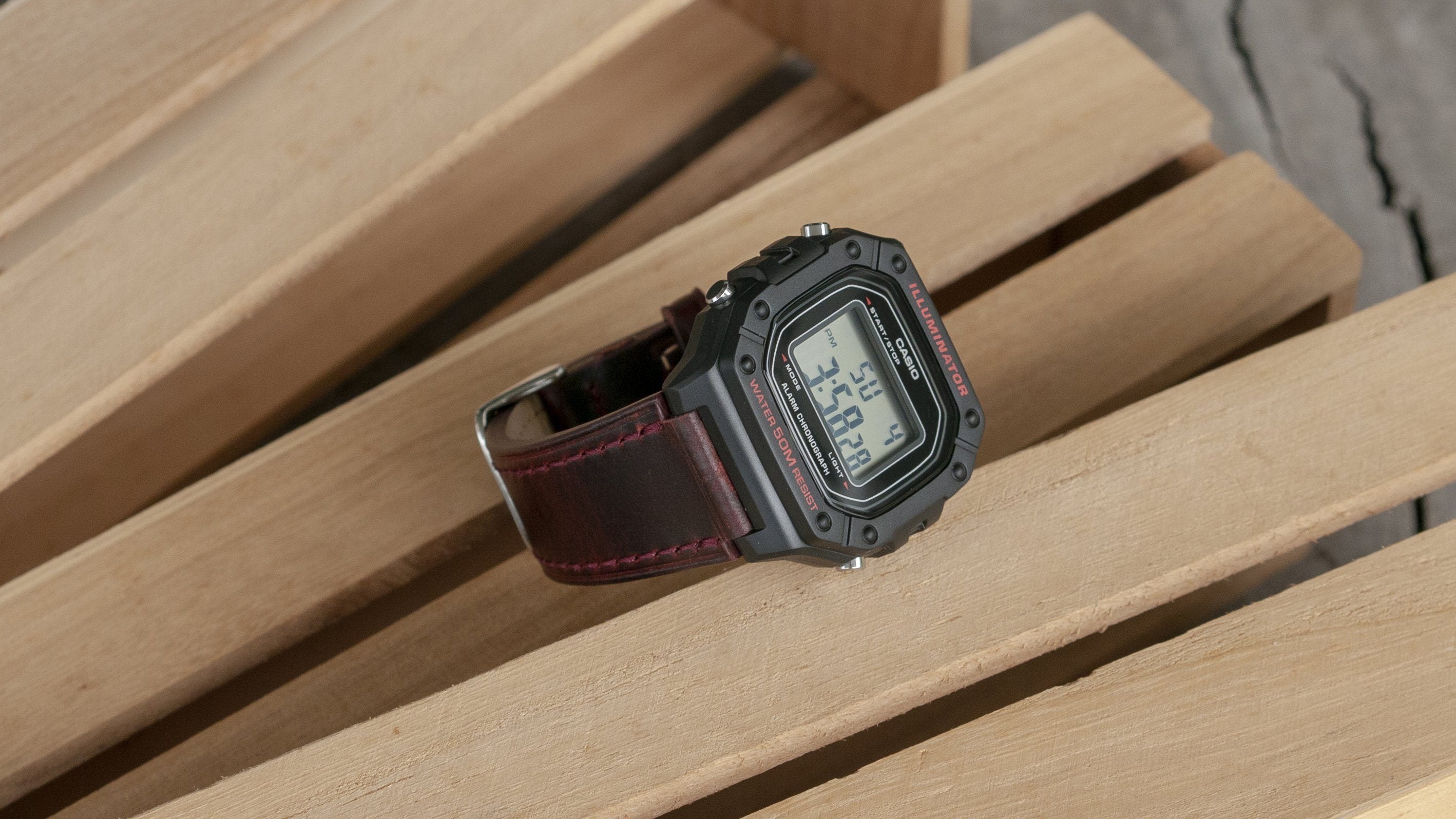 Casio W-218H leather watch strap