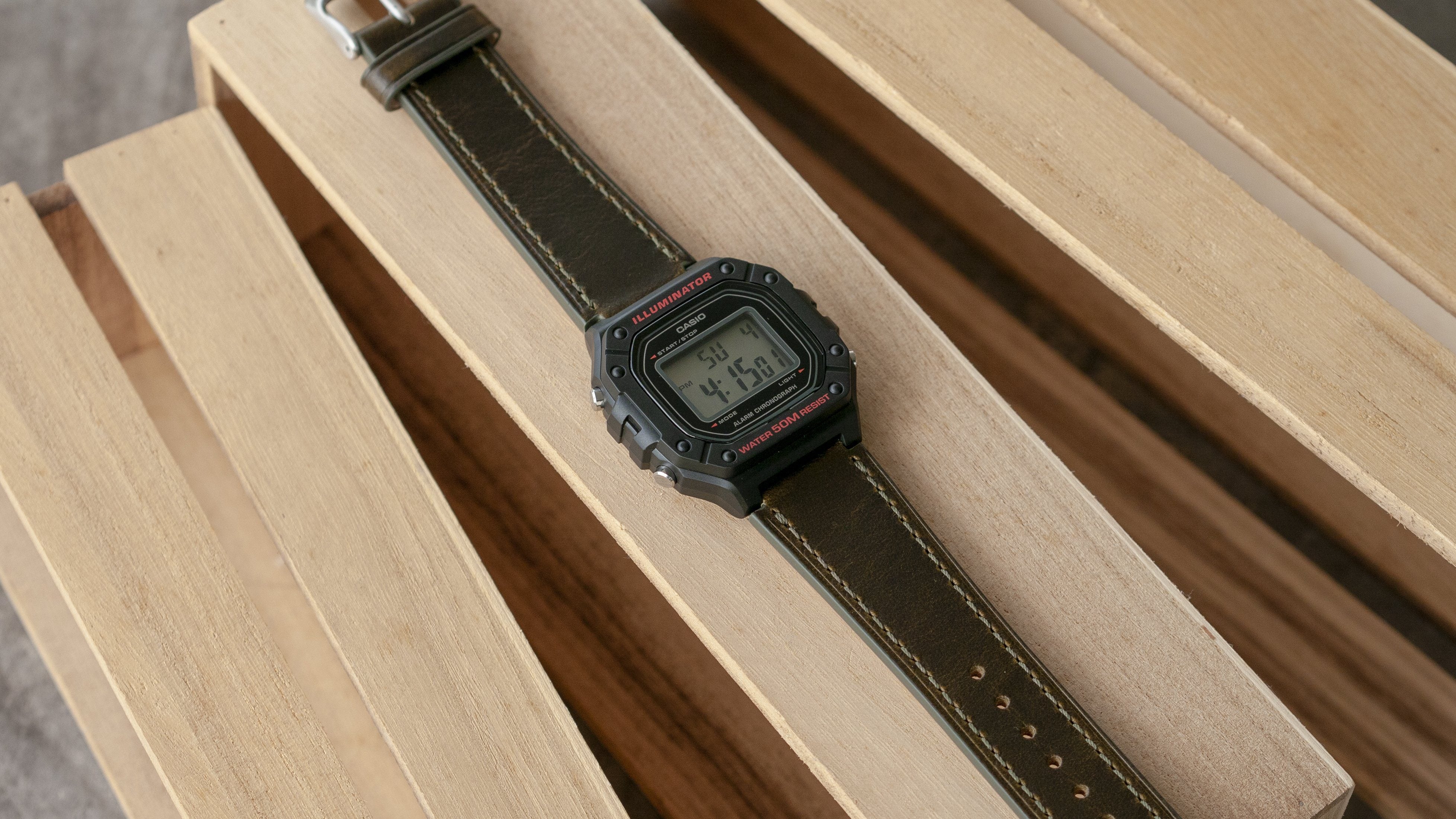 Casio W-218H leather watch strap