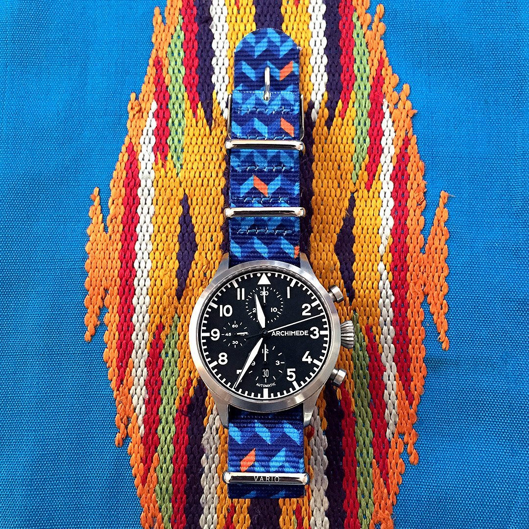 archimede watch with ocean chevron strap