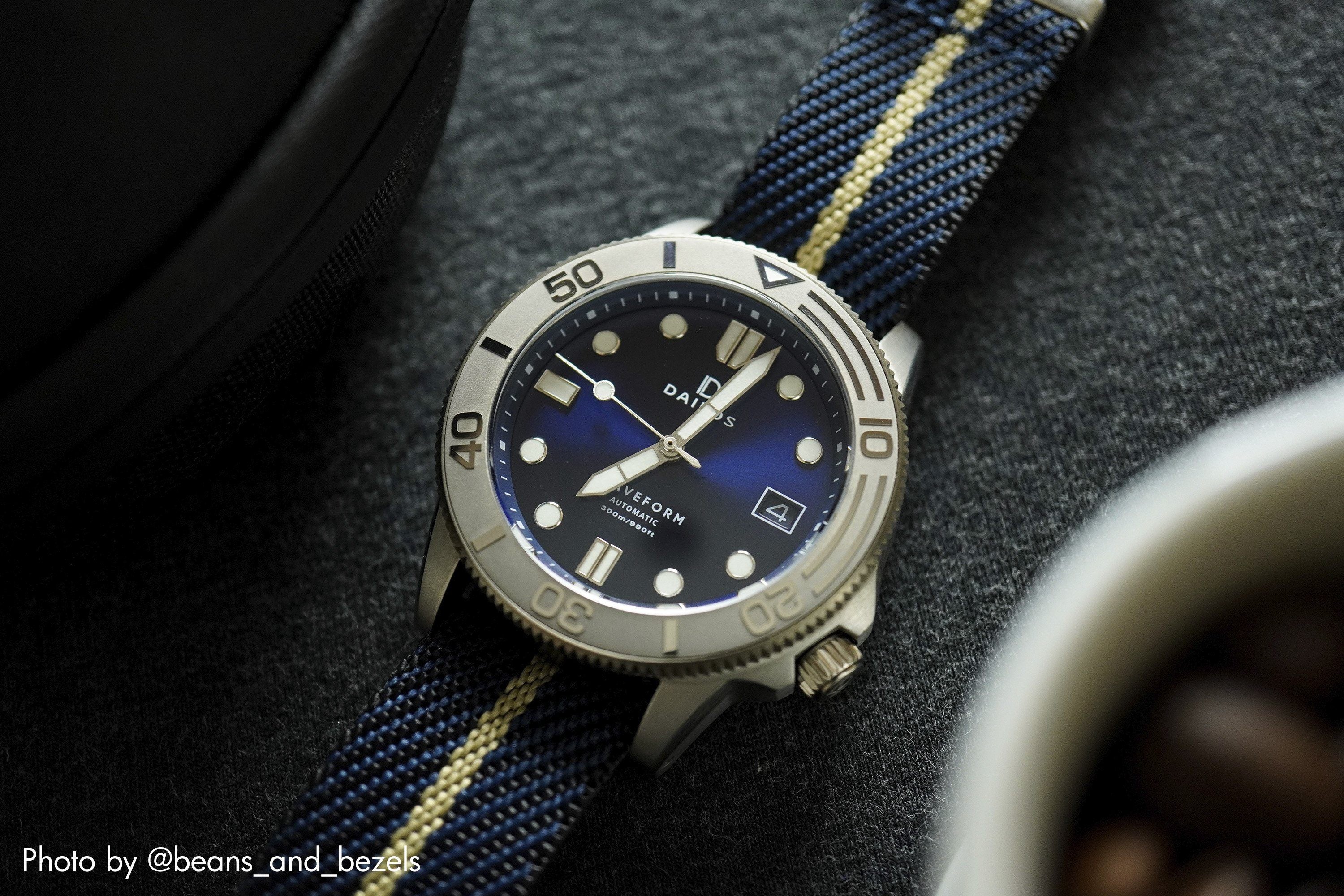 Twill Midnight Blue Watch Strap / Beige Divider