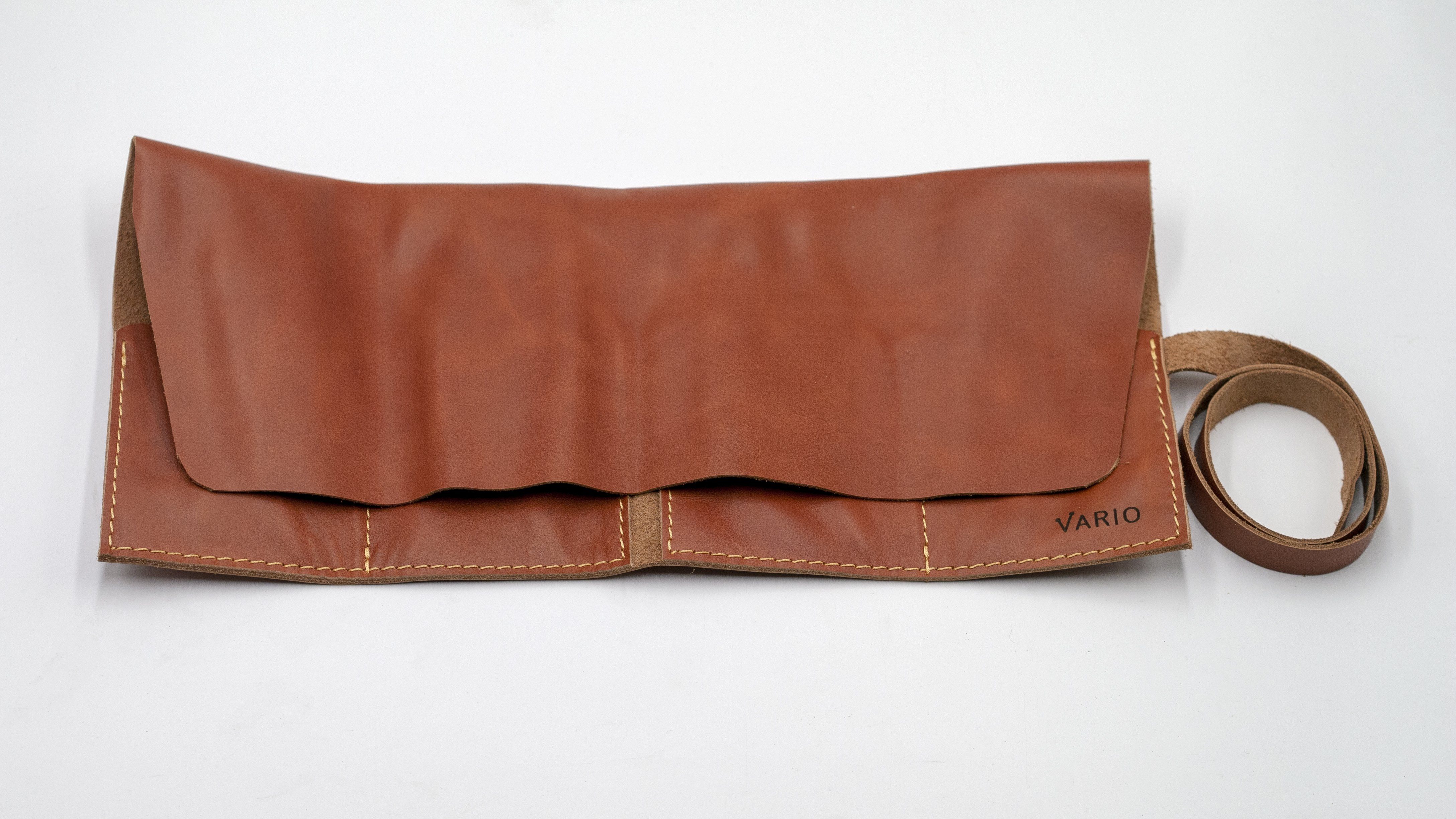 vario travel watch pouch brown half closed