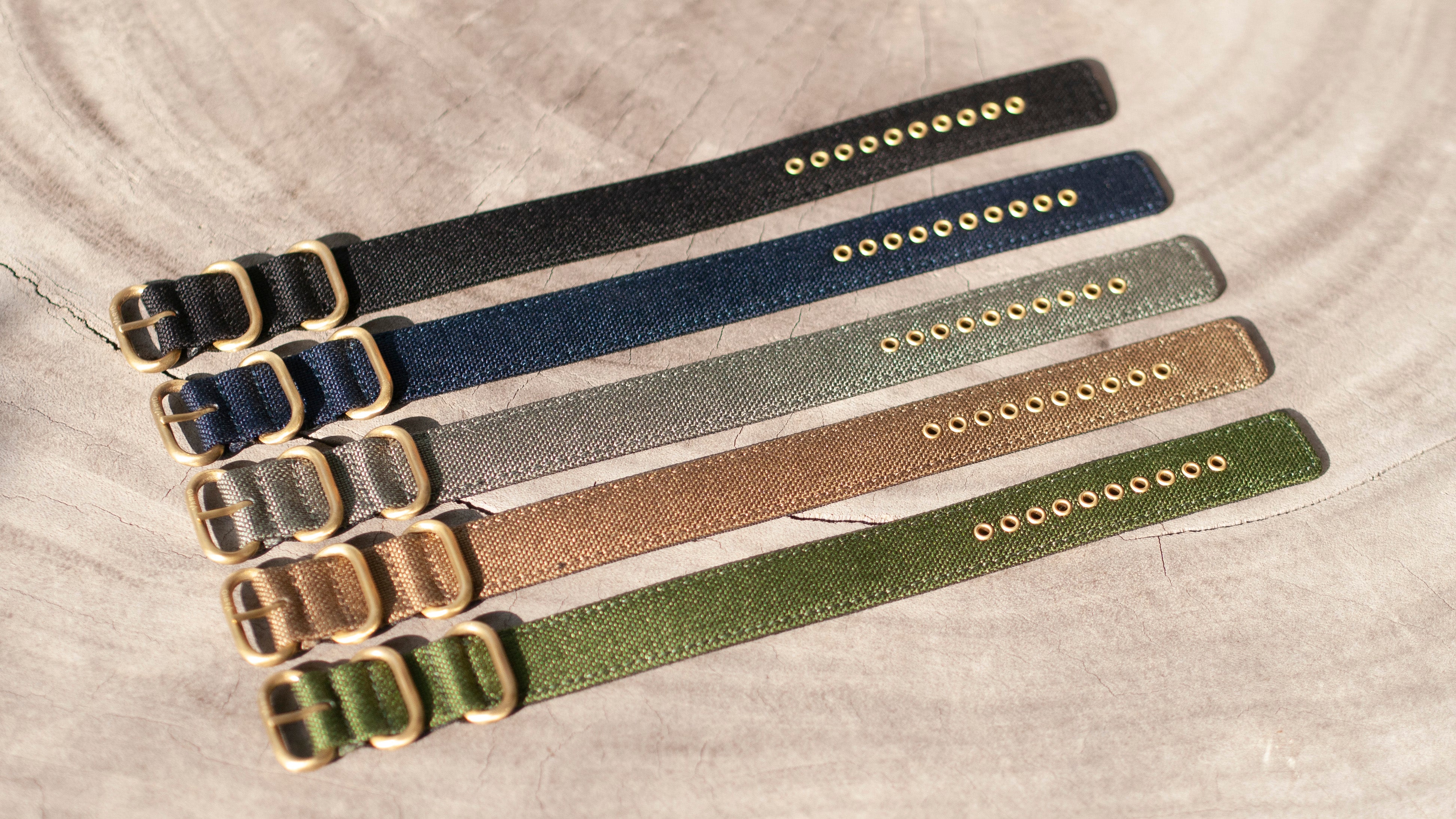 brass cordura single pass watch strap