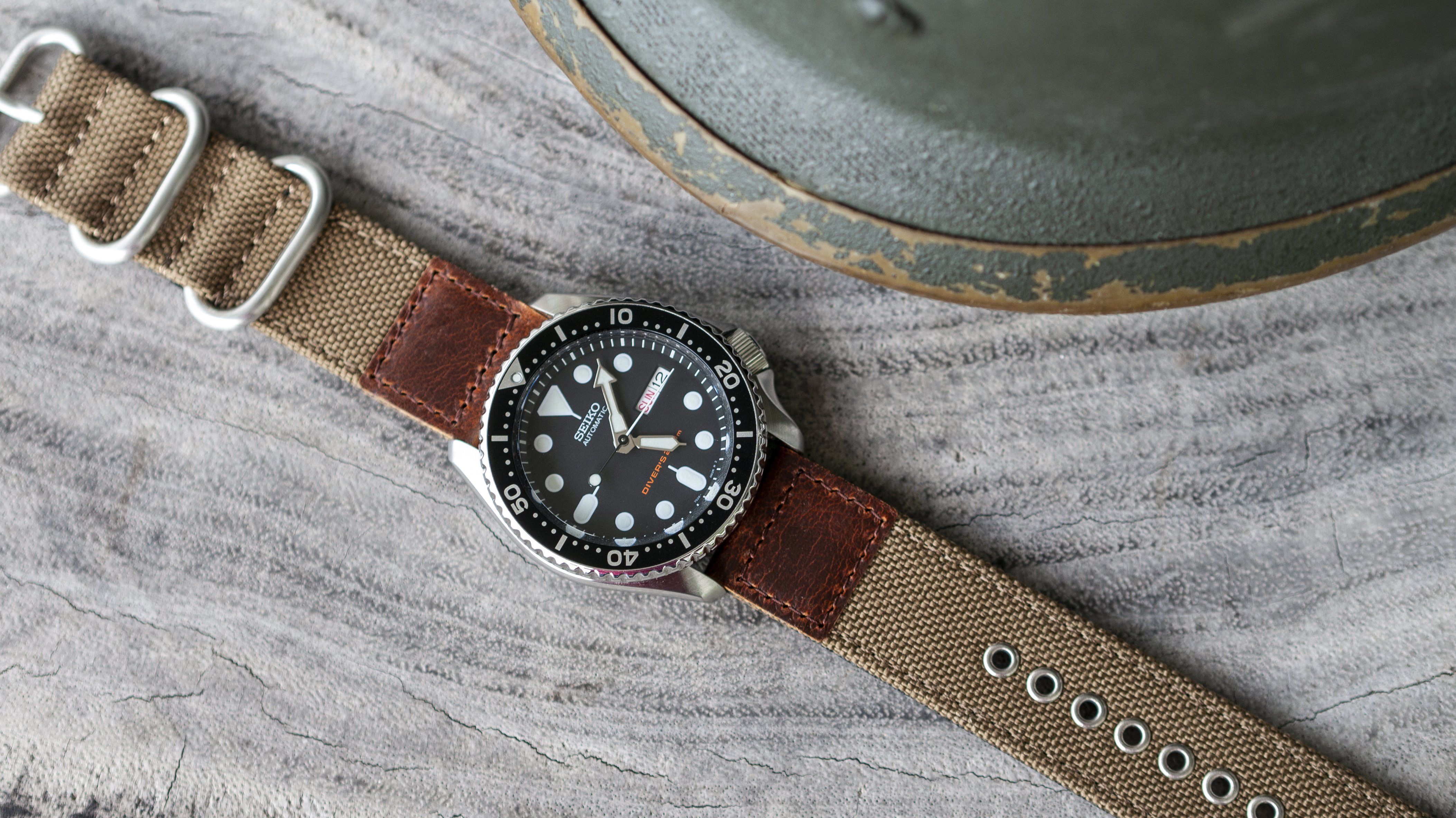vario cordura oiled leather khaki brown seiko skx