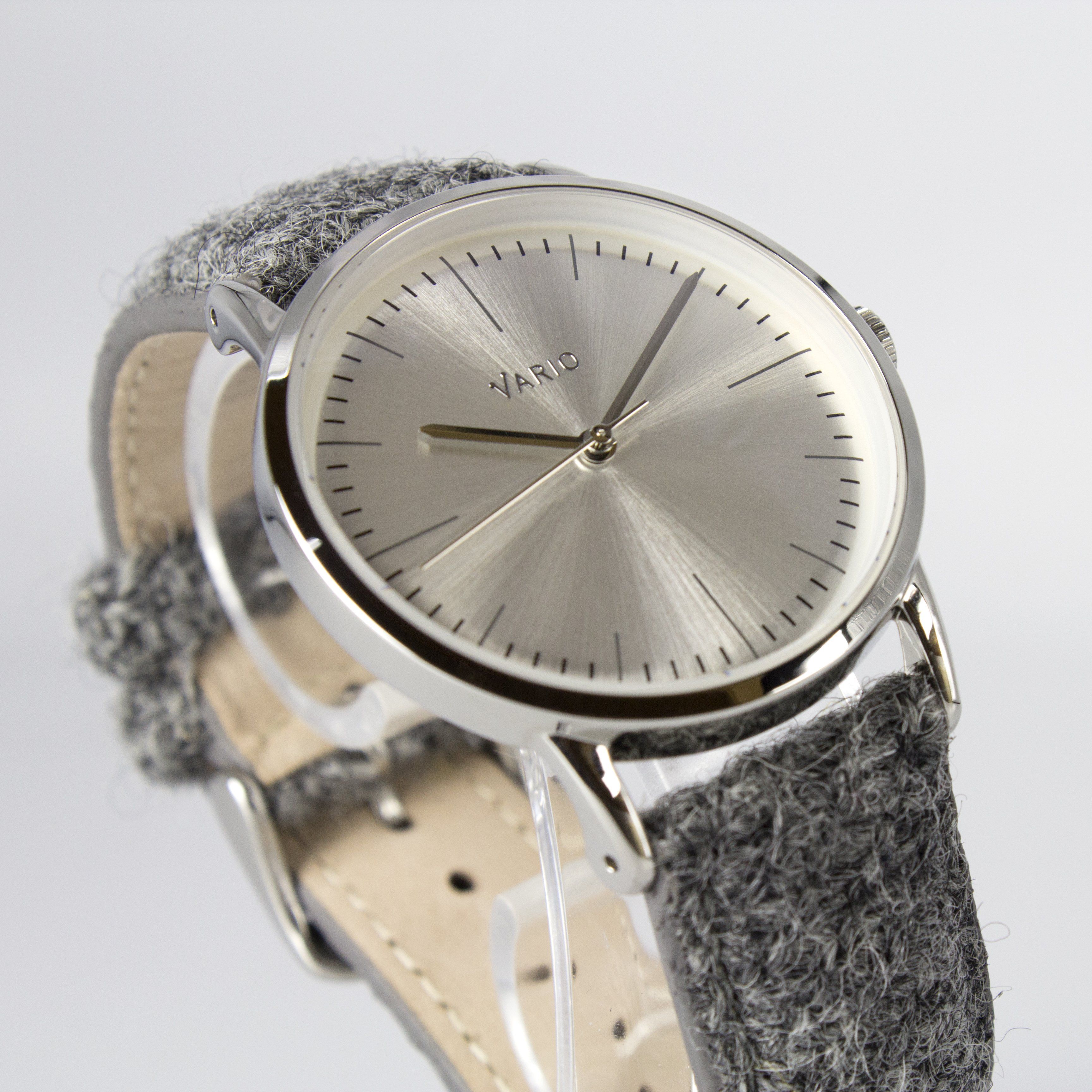 eclipse 38mm silver dress watch harris tweed strap