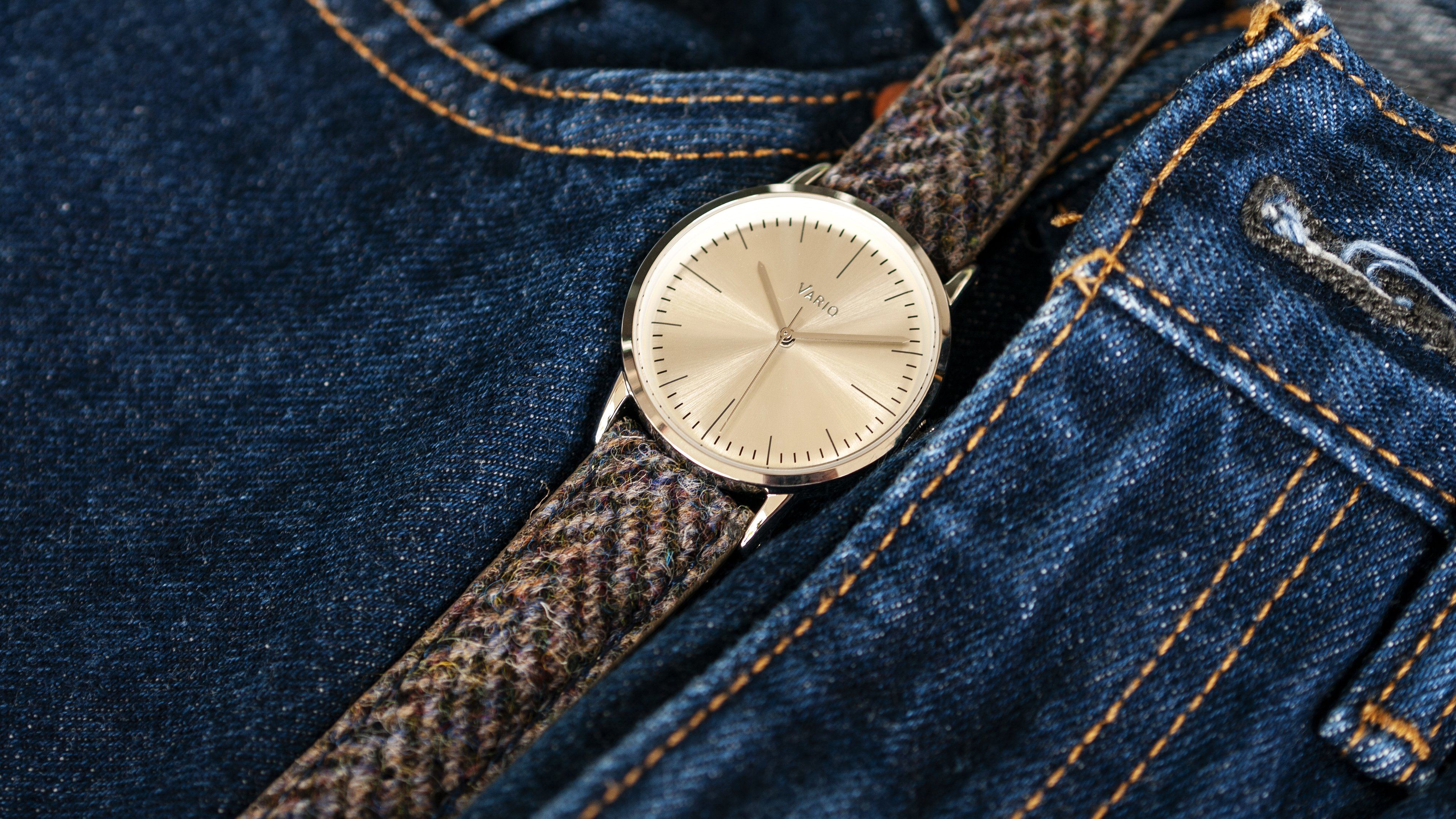 vario harris tweed watch strap with Vario dress watch