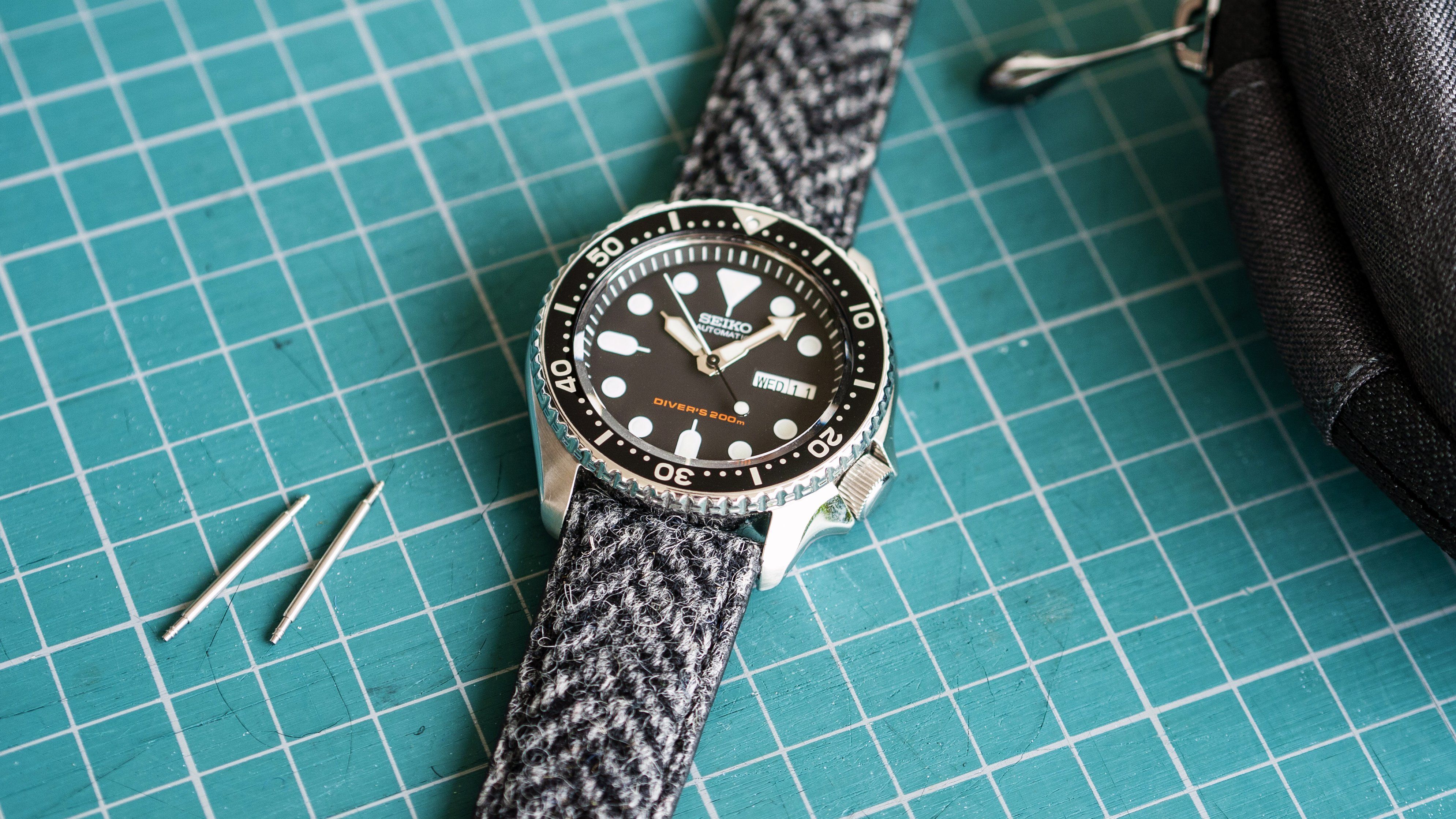 Harris Tweed Herringbone Rolling Smoke Watch Strap