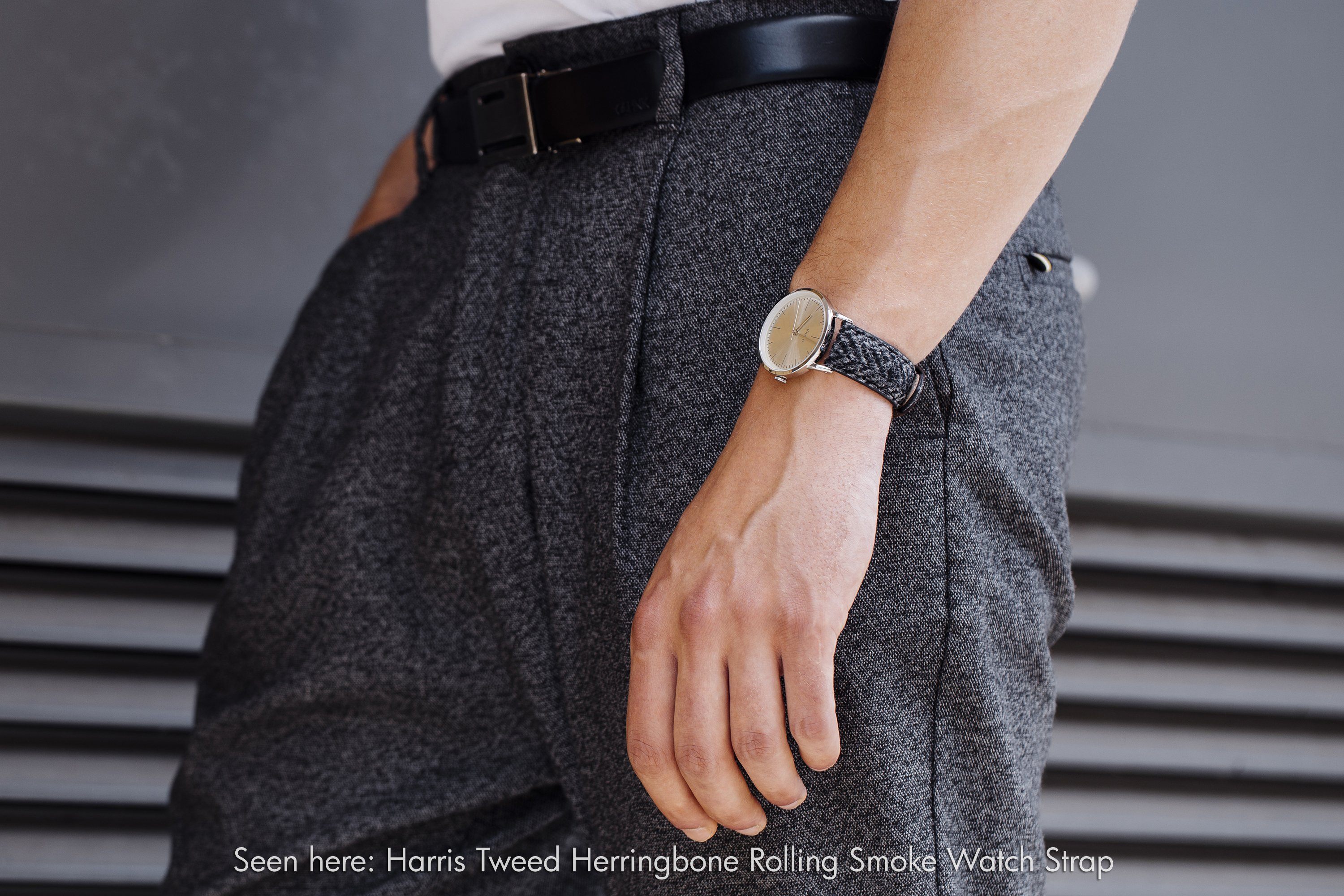 Harris Tweed Herringbone Rolling Smoke Watch Strap