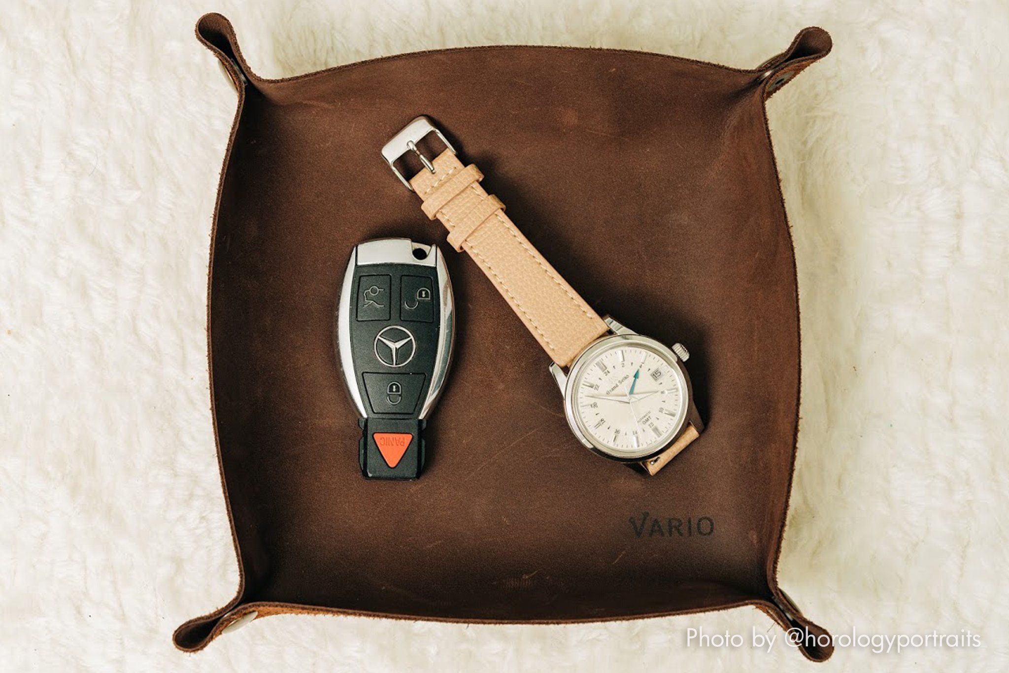 vario leather valet tray for watches and keys