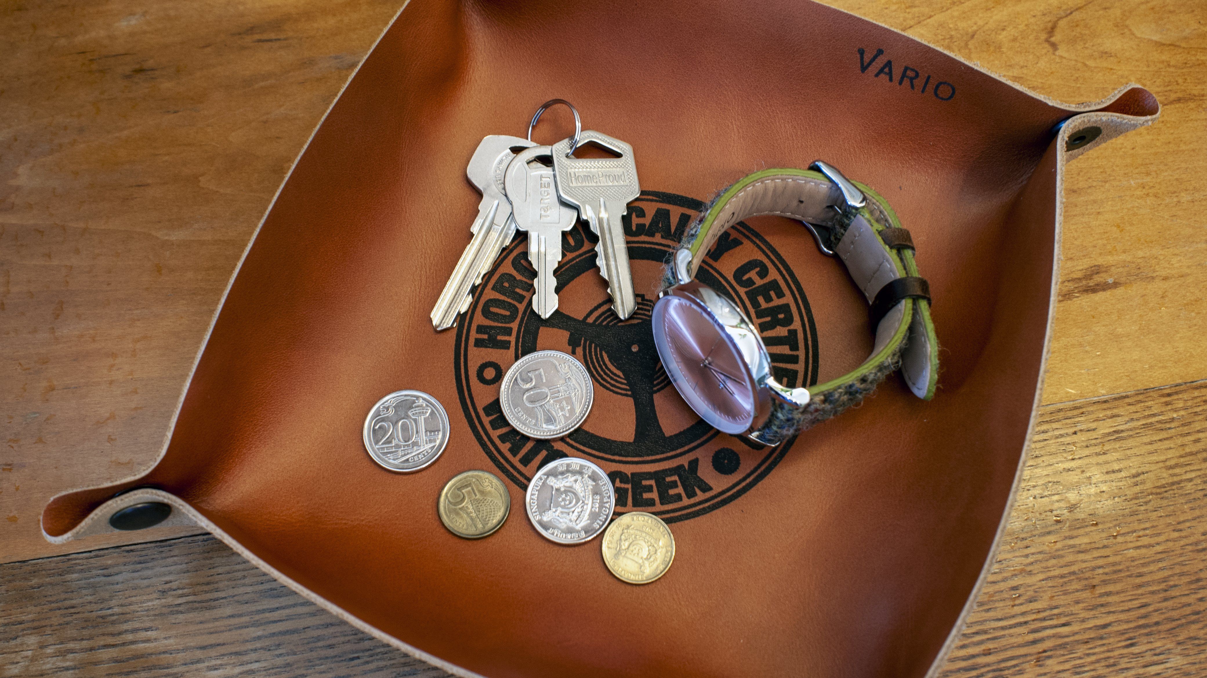 Belarusian Caramel Brown Leather Valet Tray (Certified Watch Geek) for Watch, Keys, Accessories