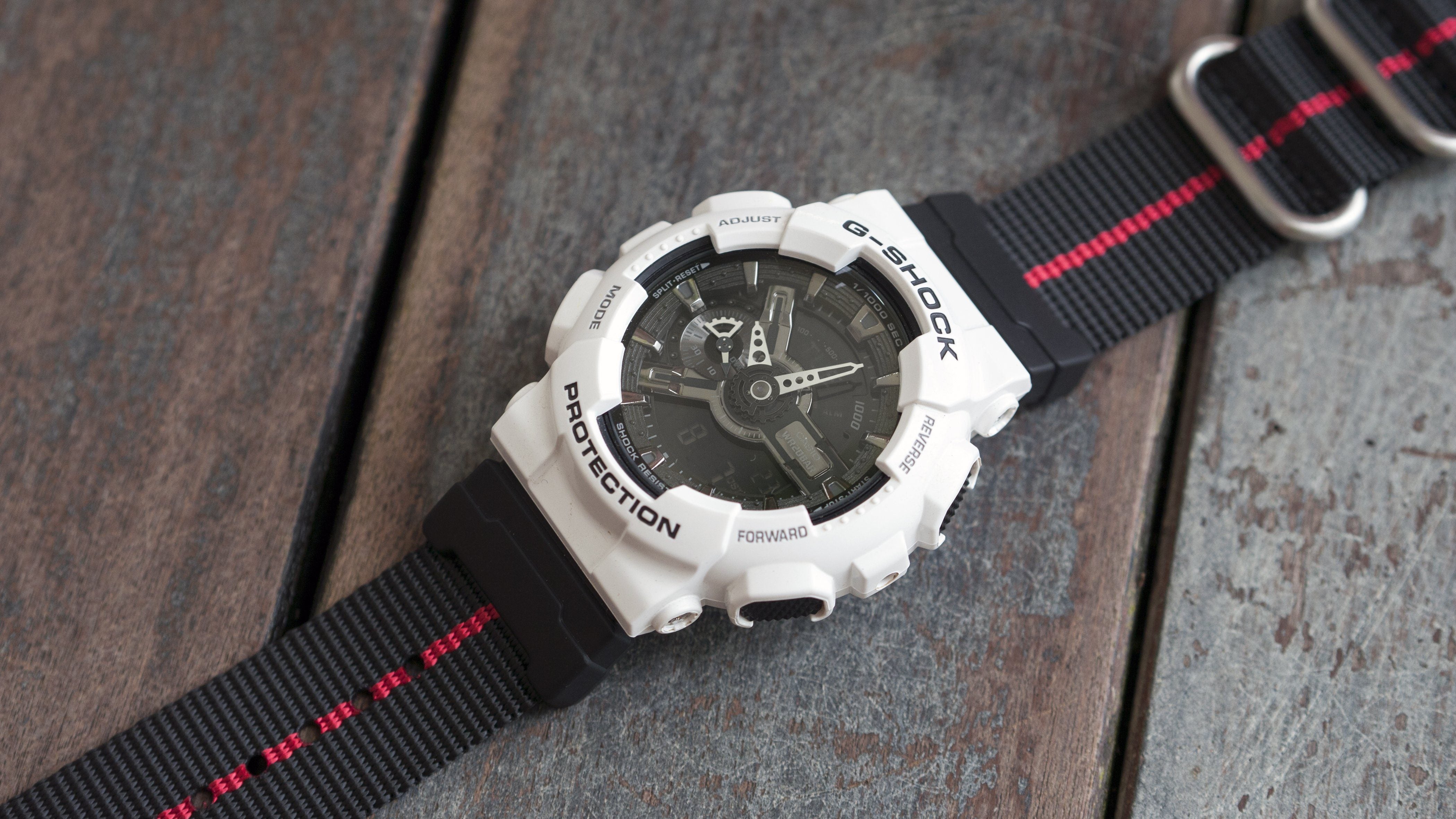 G Shock GA110 with vario ballisitic nylon single pass nylon watch strap