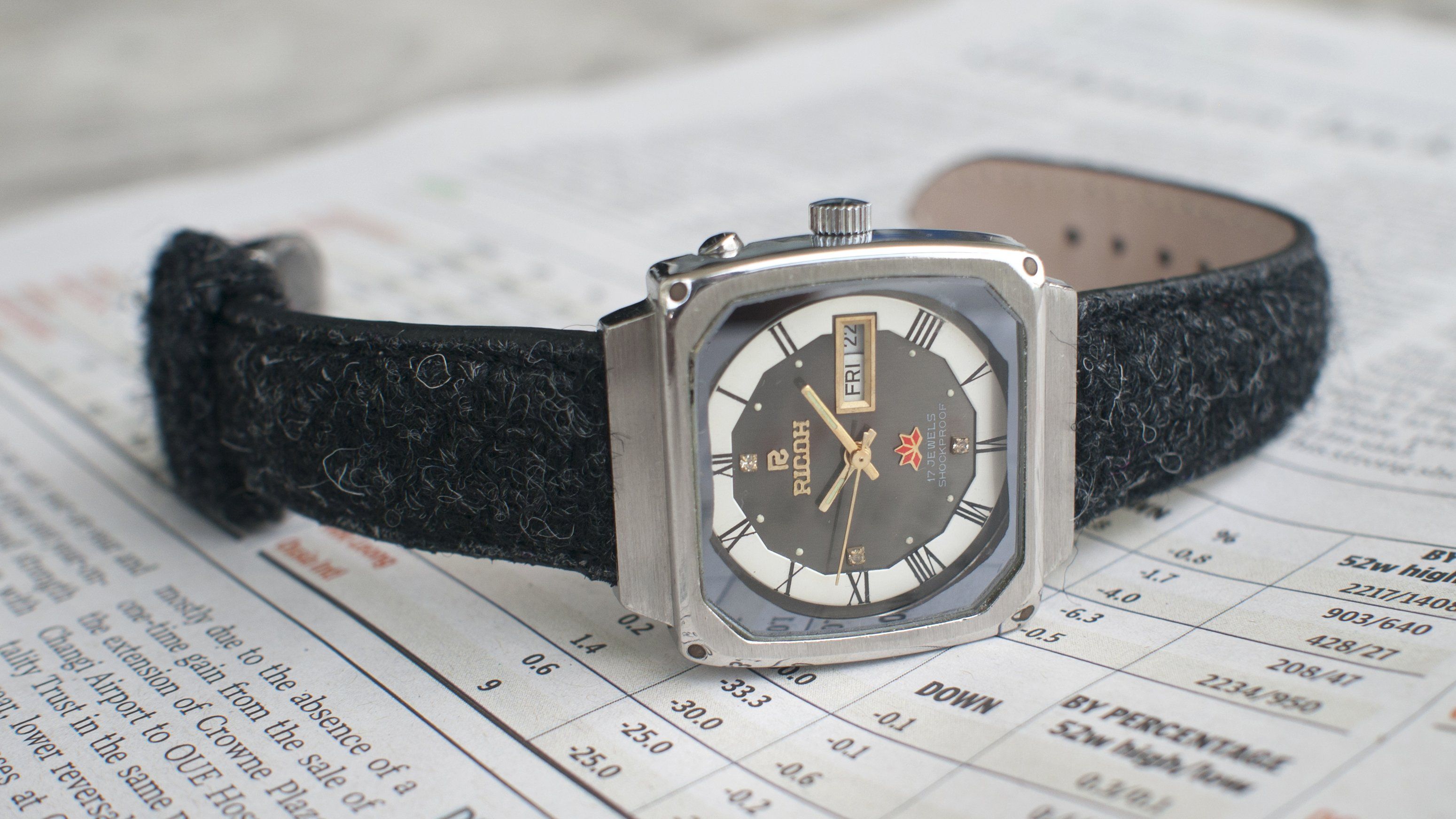 Harris Tweed Coal Black Watch Strap