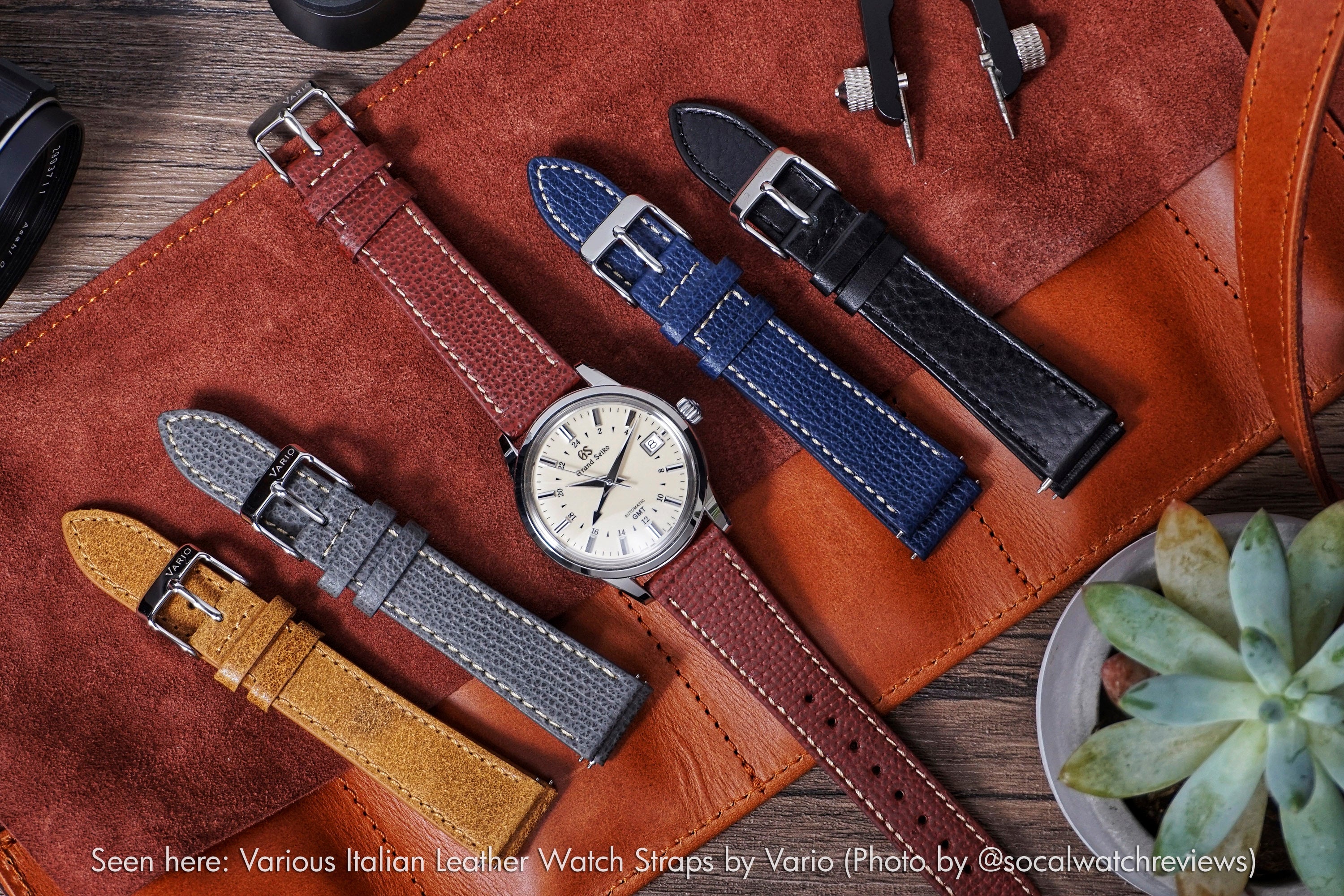grand seiko on vario italian leather watch strap