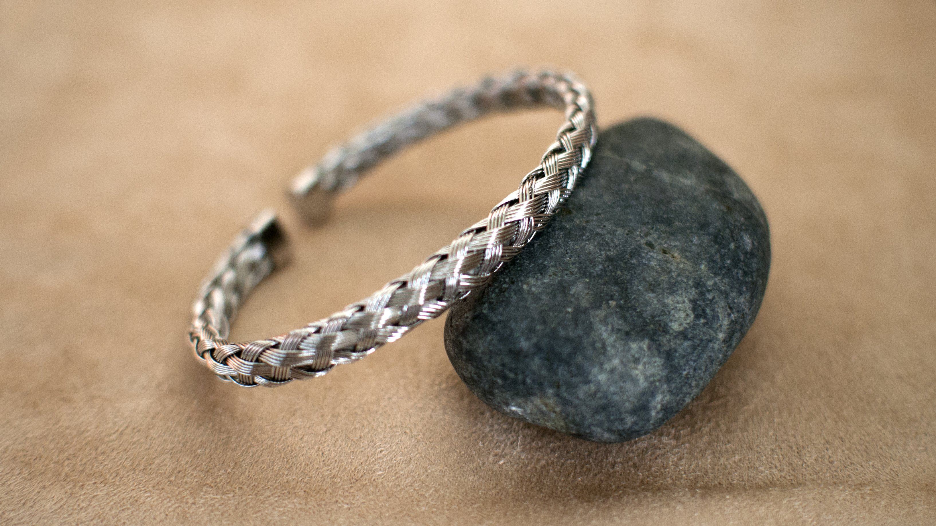 silver woven mesh bangle