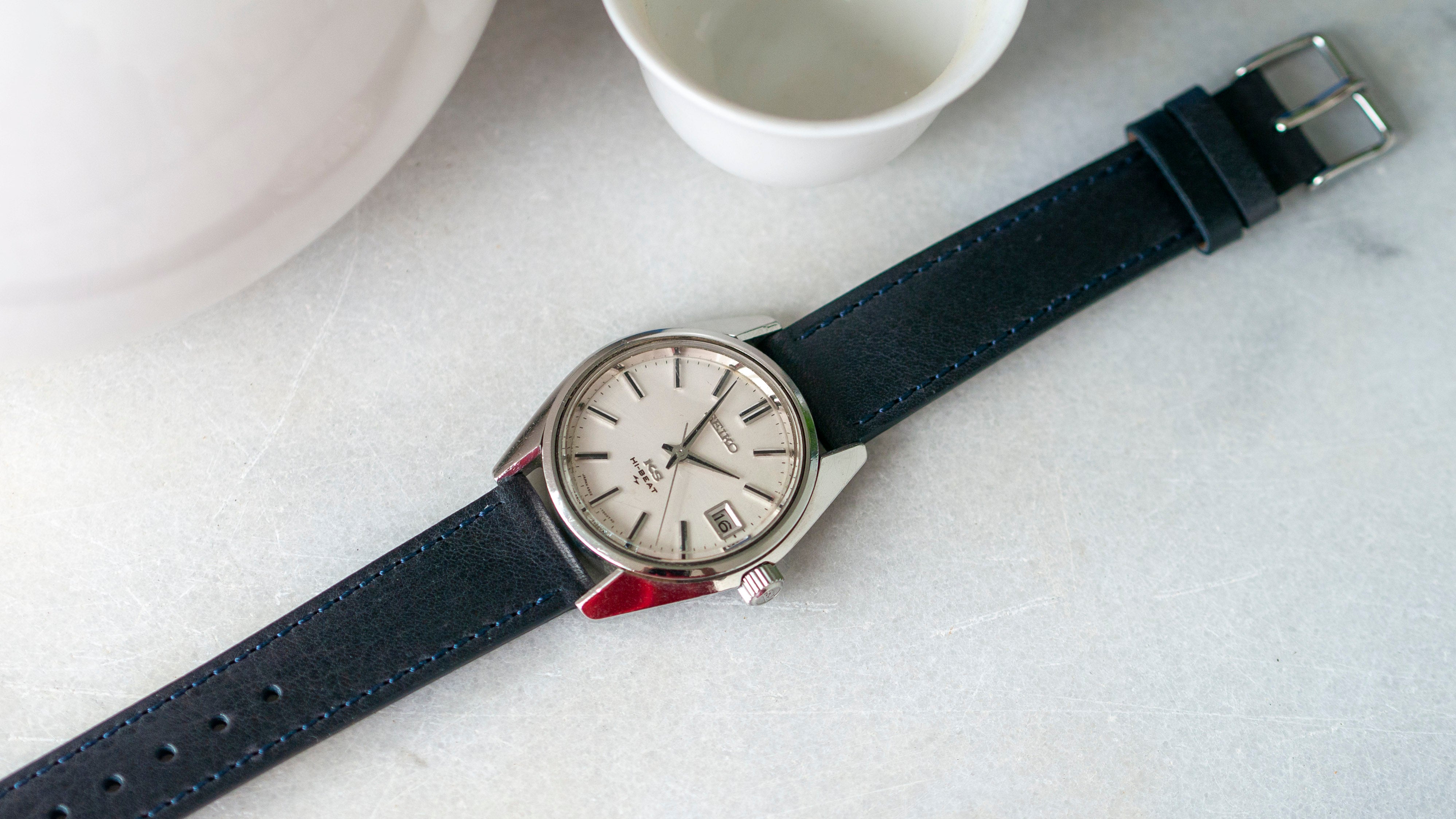 vario veg tan italian leather watch strap blue