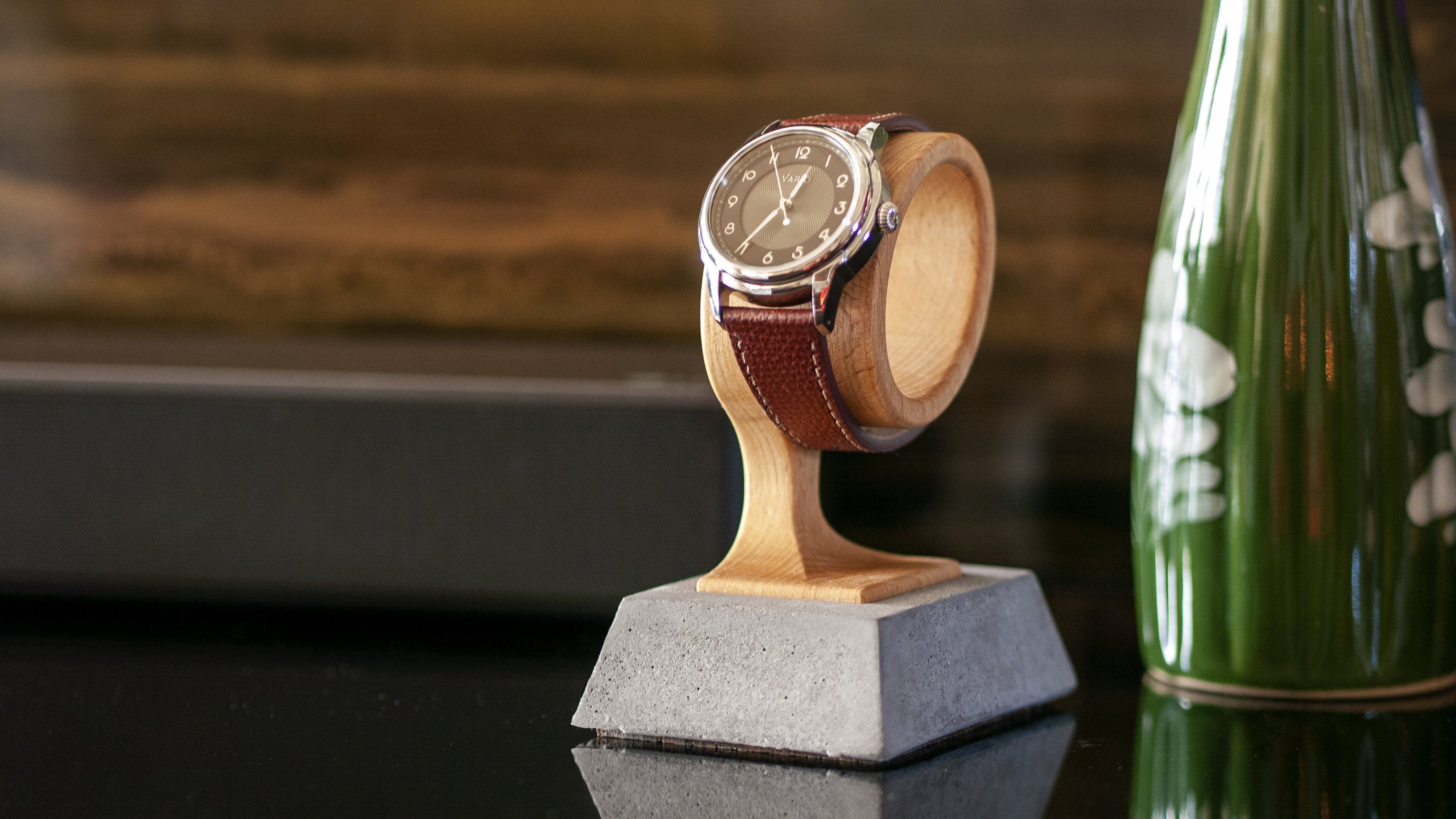vario beech wood concrete watch display stand