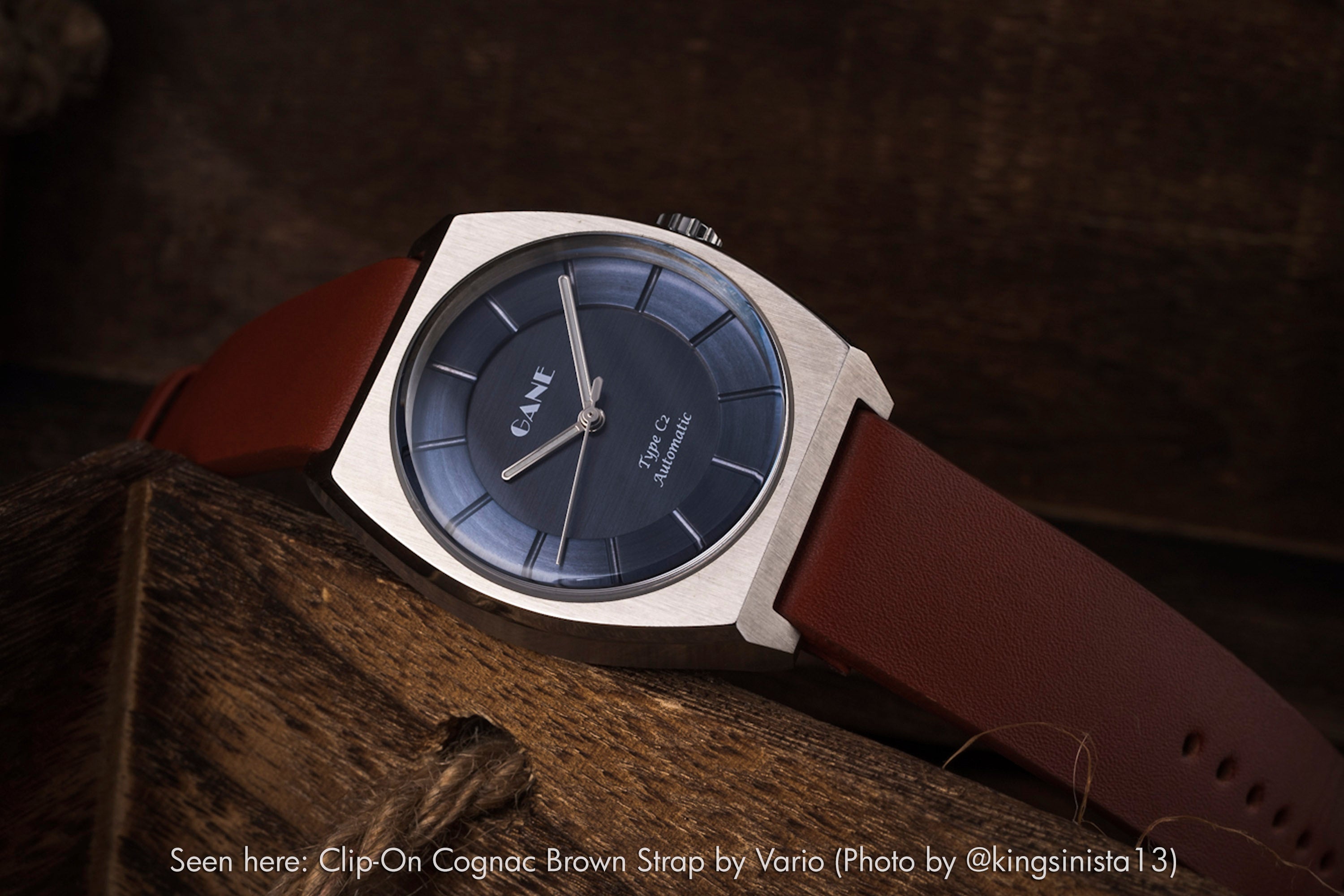 Clip-On Stone Grey Leather Watch Strap