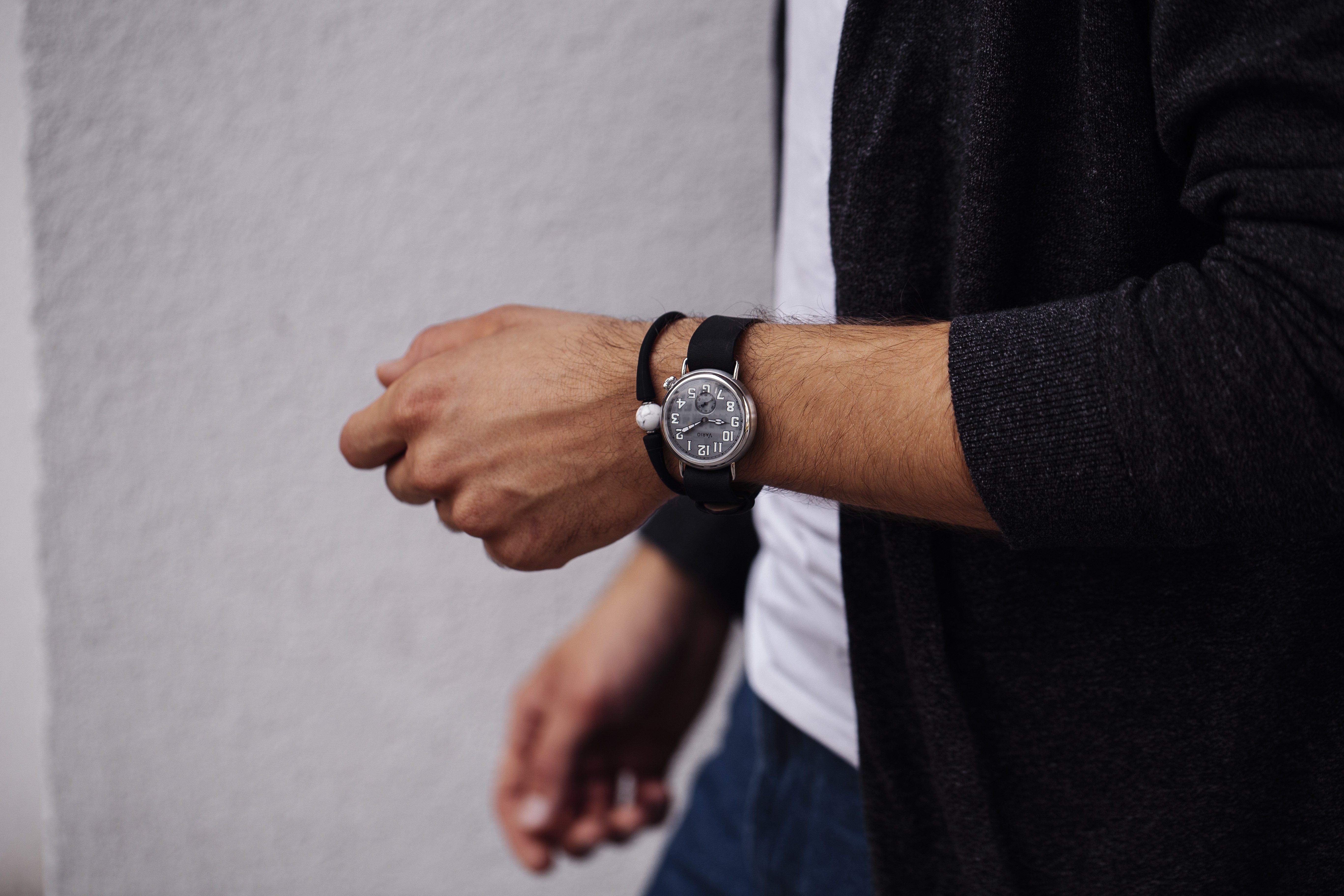 vario 1918 trench field watch grey dial white lume 37mm