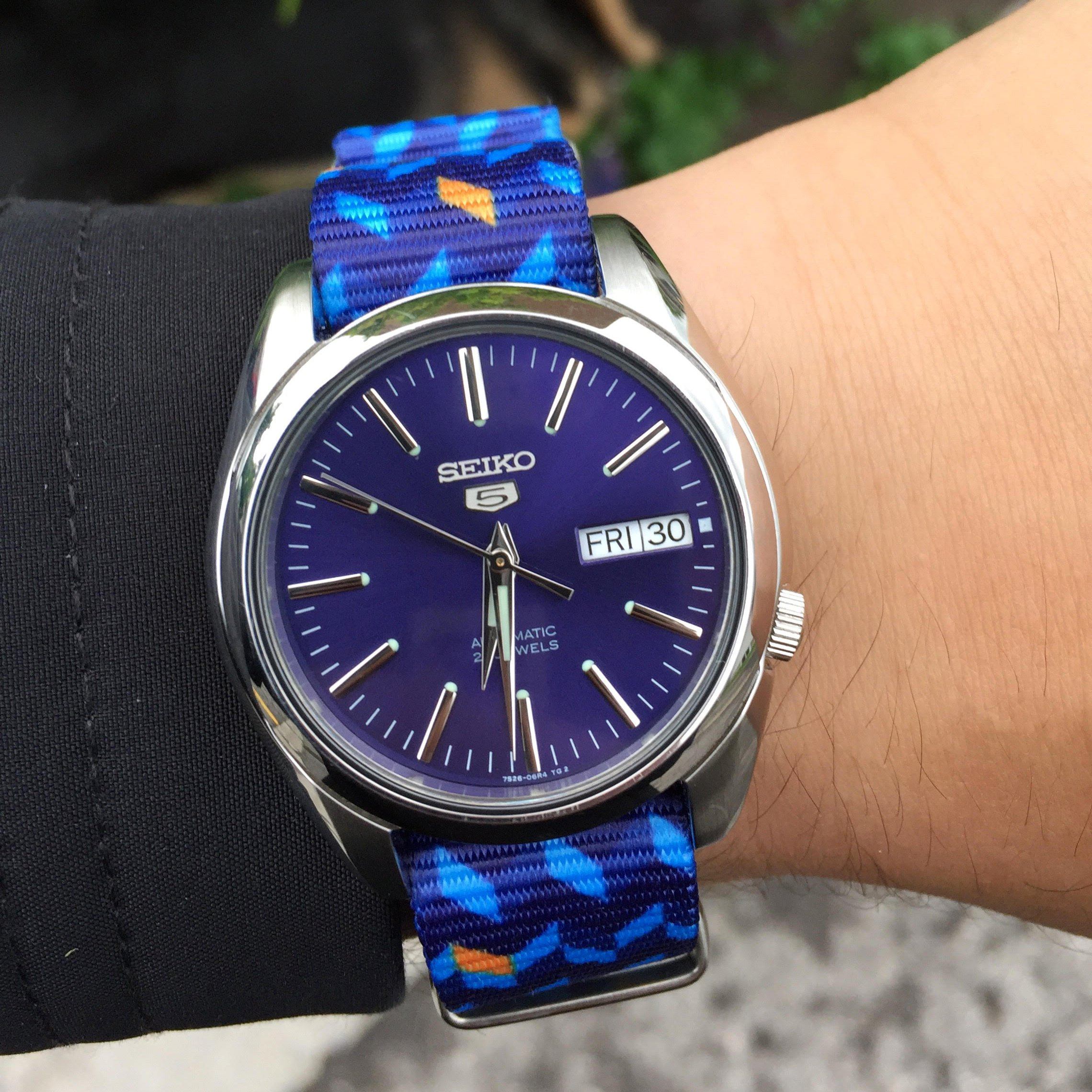 Seiko SNKL43 on Ocean Chevron strap by varioeveryday member Alan